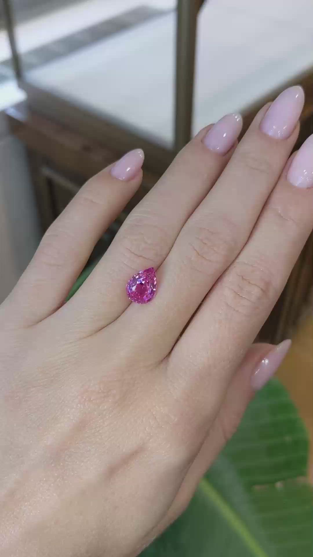 3.03 Ct. Reddish Pink Sapphire from Ceylon (Sri Lanka) Size Video