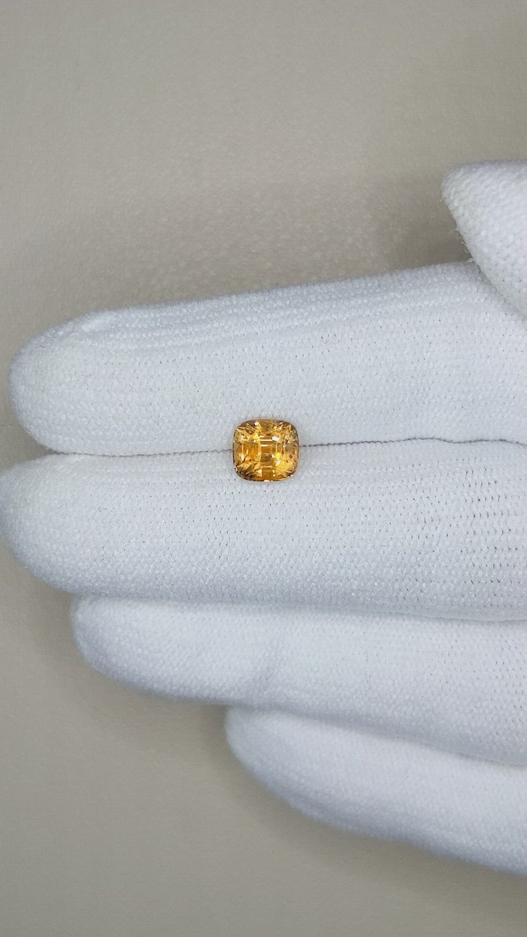 1.42 Ct. Yellowish Orange Sapphire from Montana Size Video