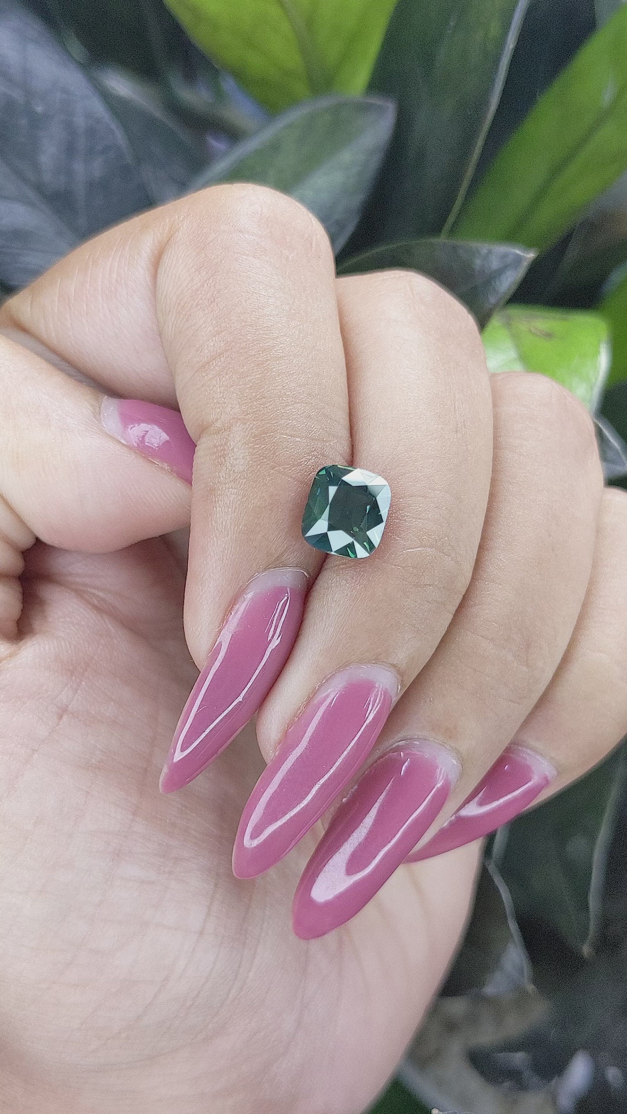 3.00 Ct. Bluish Green Sapphire from Madagascar Size Video