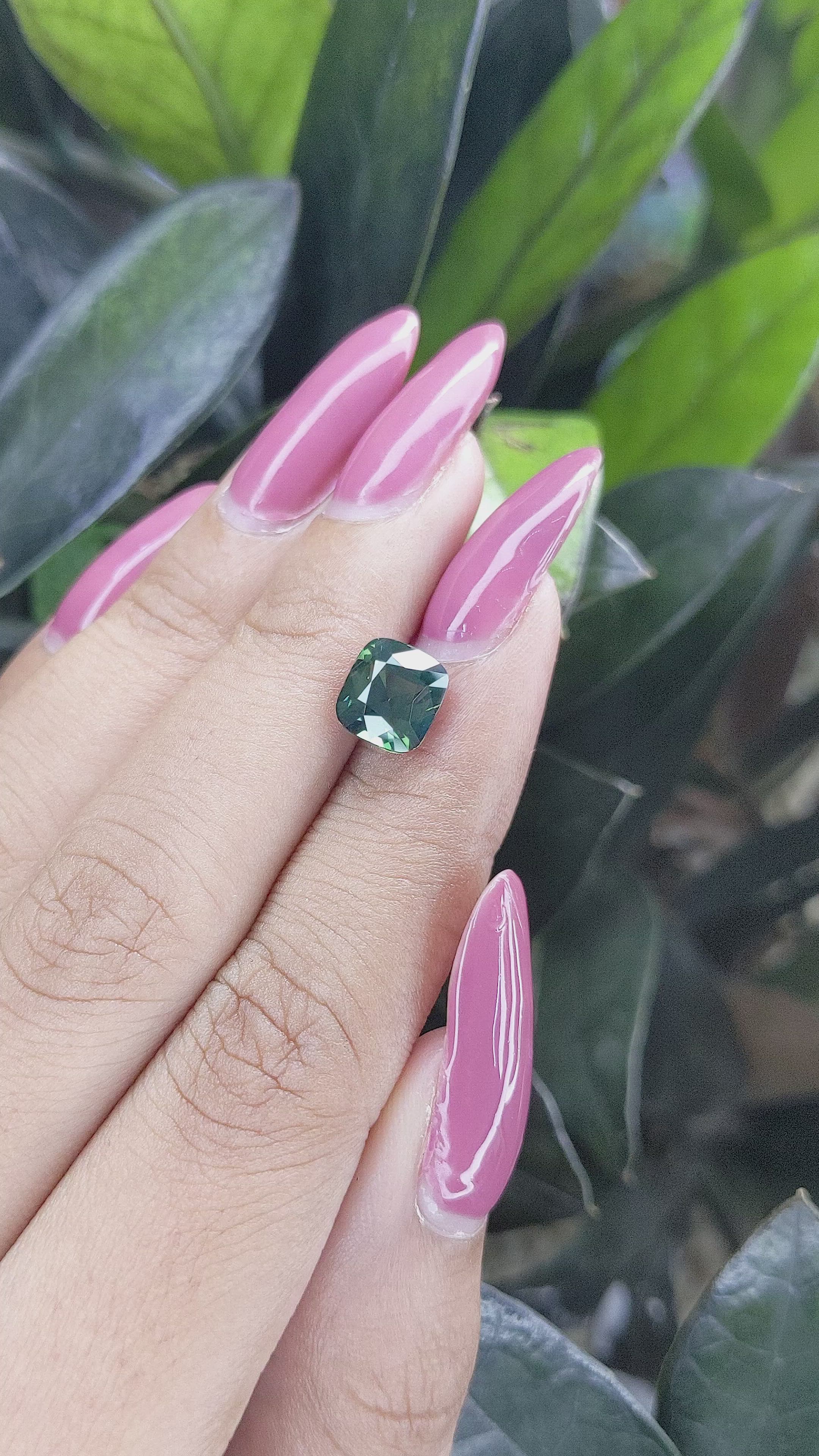 3.00 Ct. Bluish Green Sapphire from Madagascar Size Video