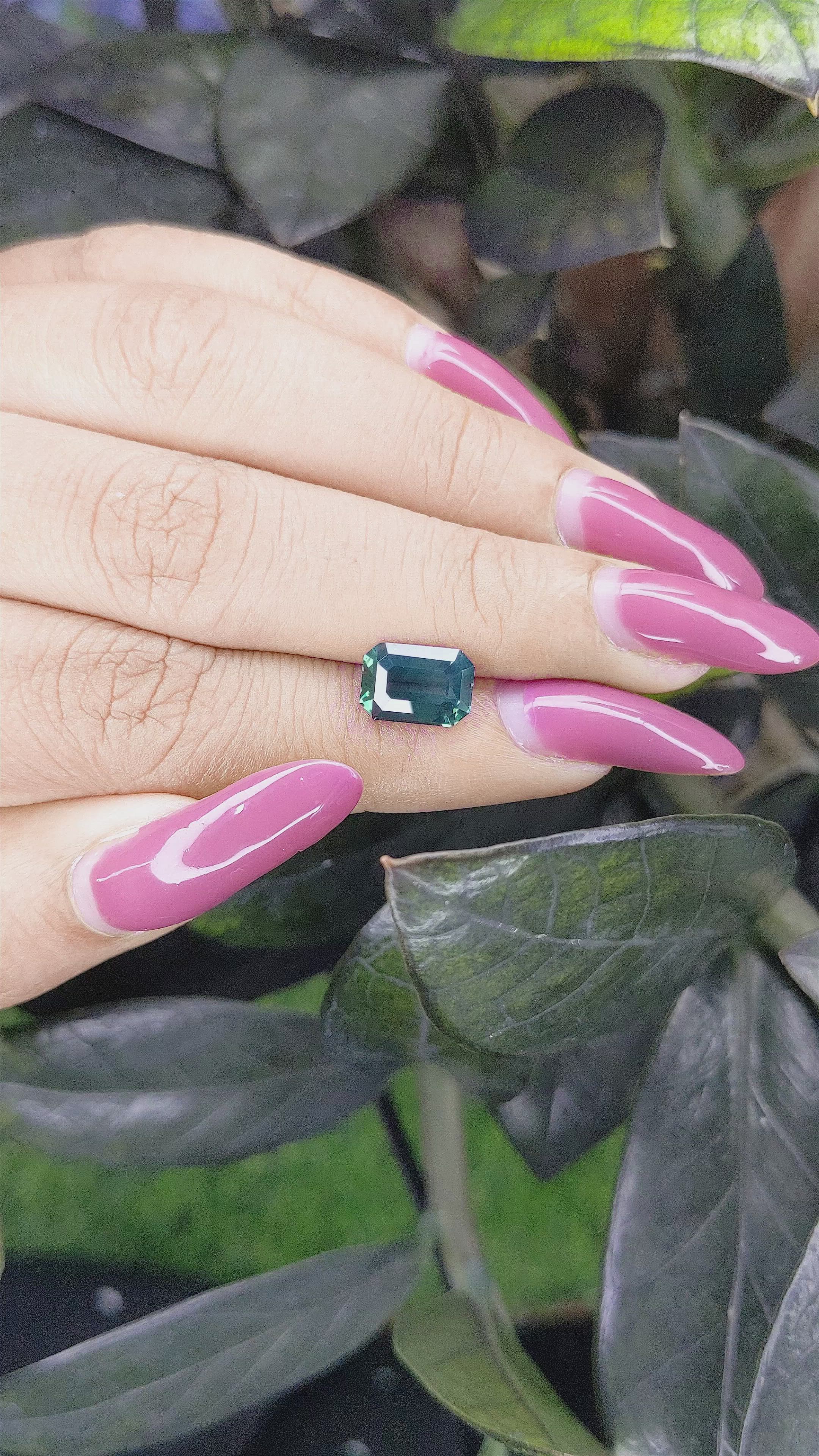 3.01 Ct. Bluish Green Sapphire from Tanzania Size Video