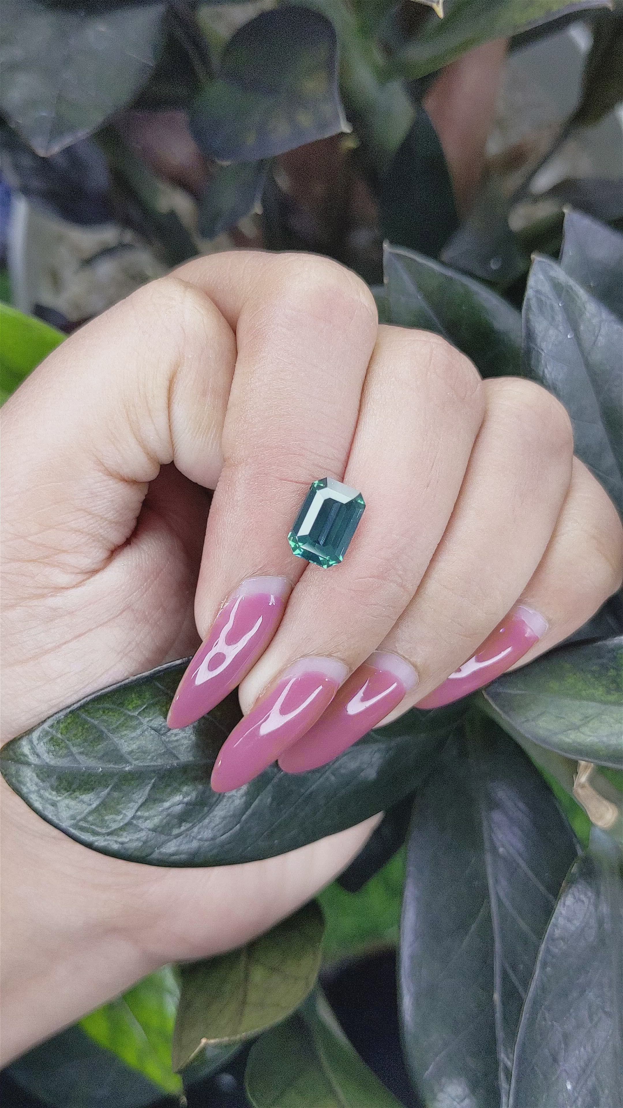 3.01 Ct. Bluish Green Sapphire from Tanzania Size Video