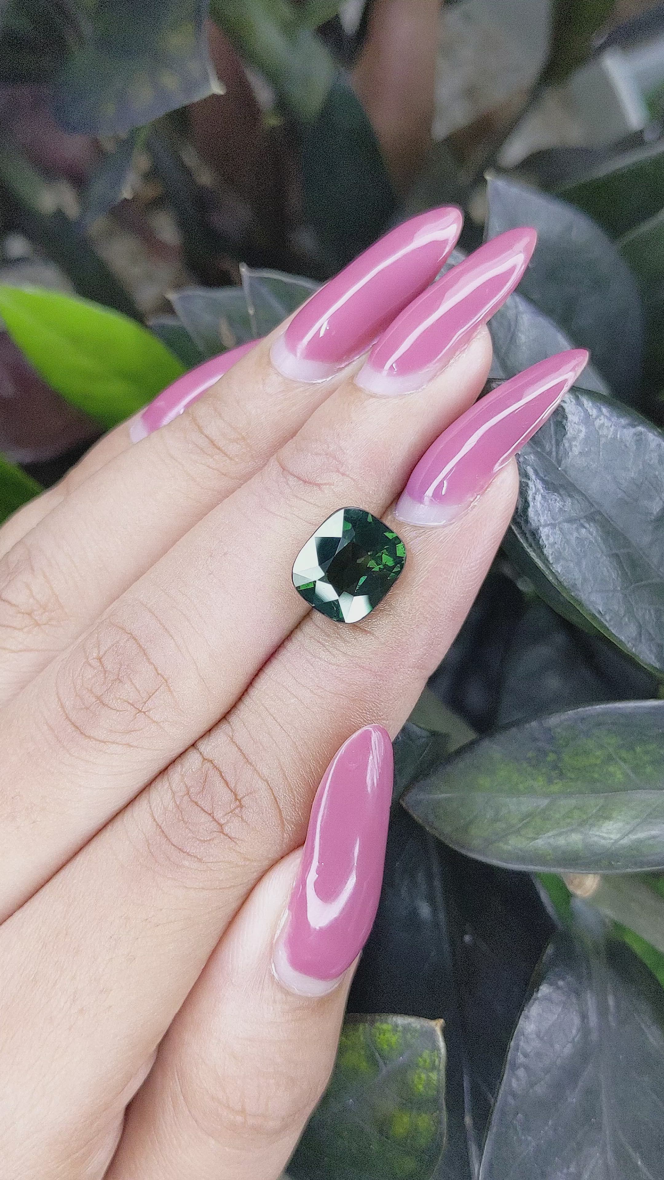 5.02 Ct. Green Sapphire from Madagascar Size Video