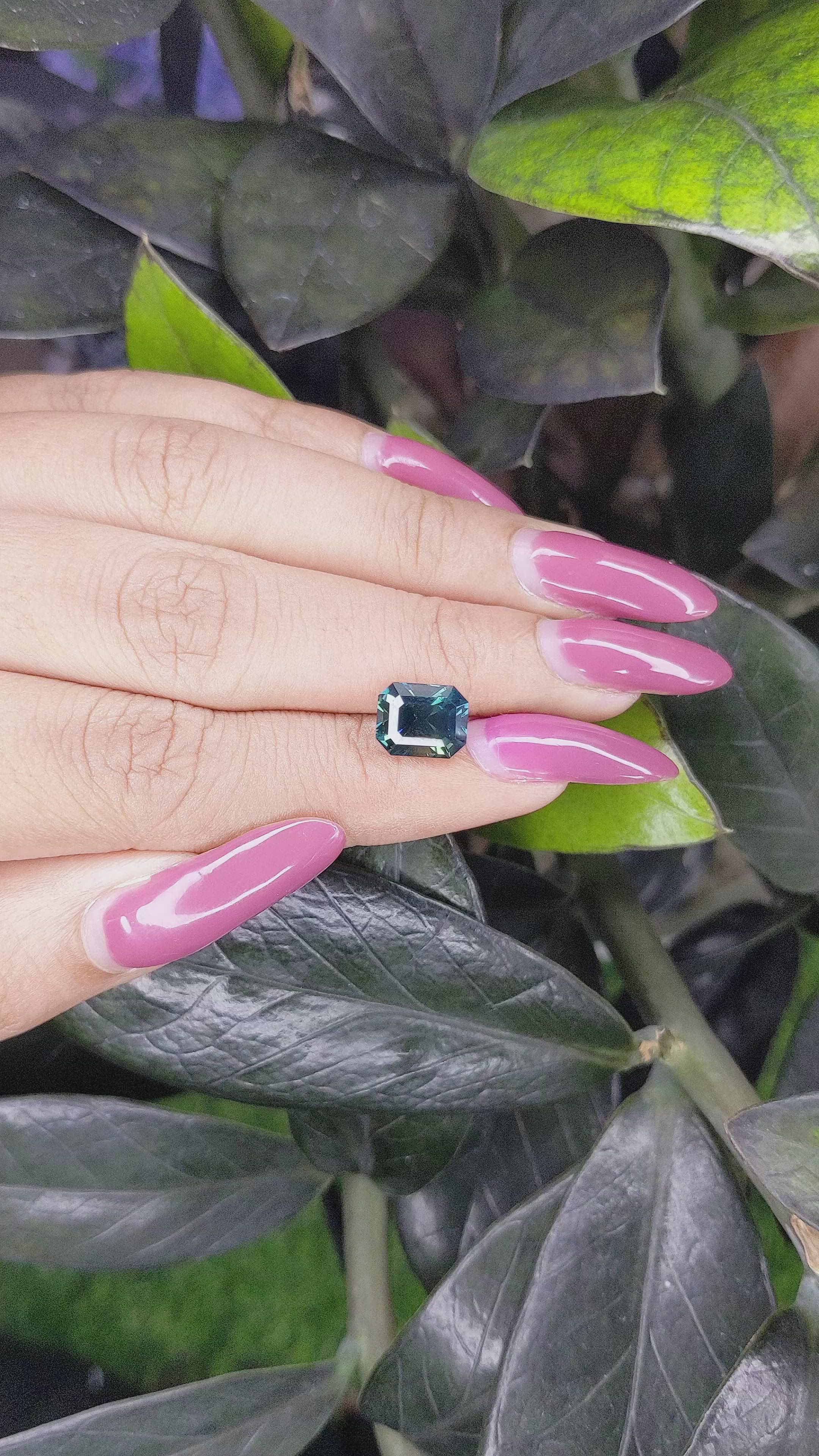 3.50 Ct. Bluish Green Sapphire from Madagascar Size Video