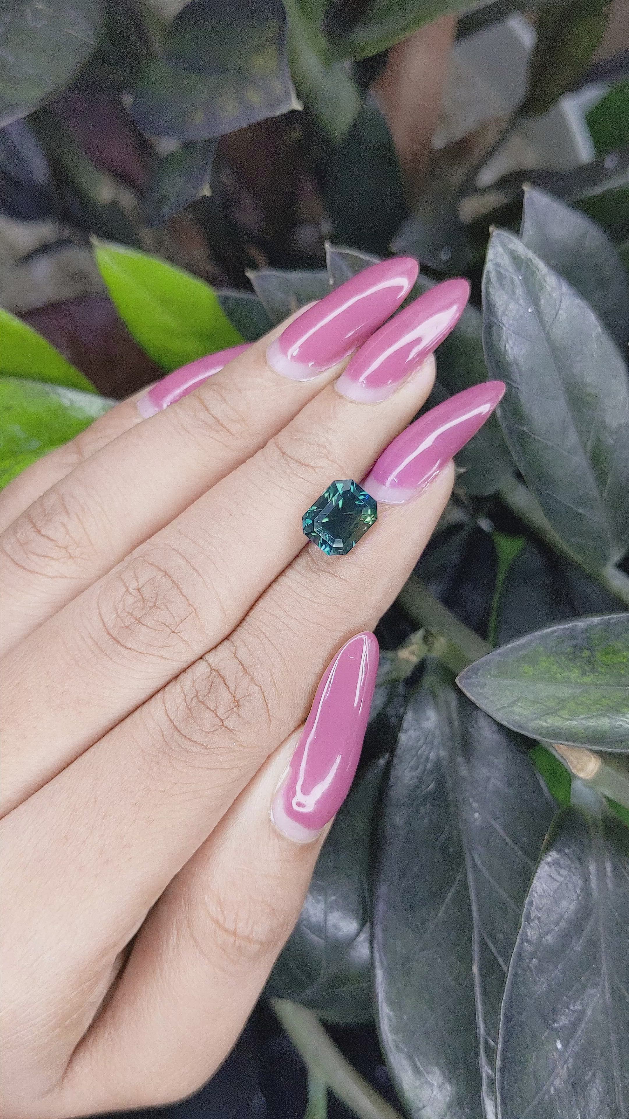 3.50 Ct. Bluish Green Sapphire from Madagascar Size Video