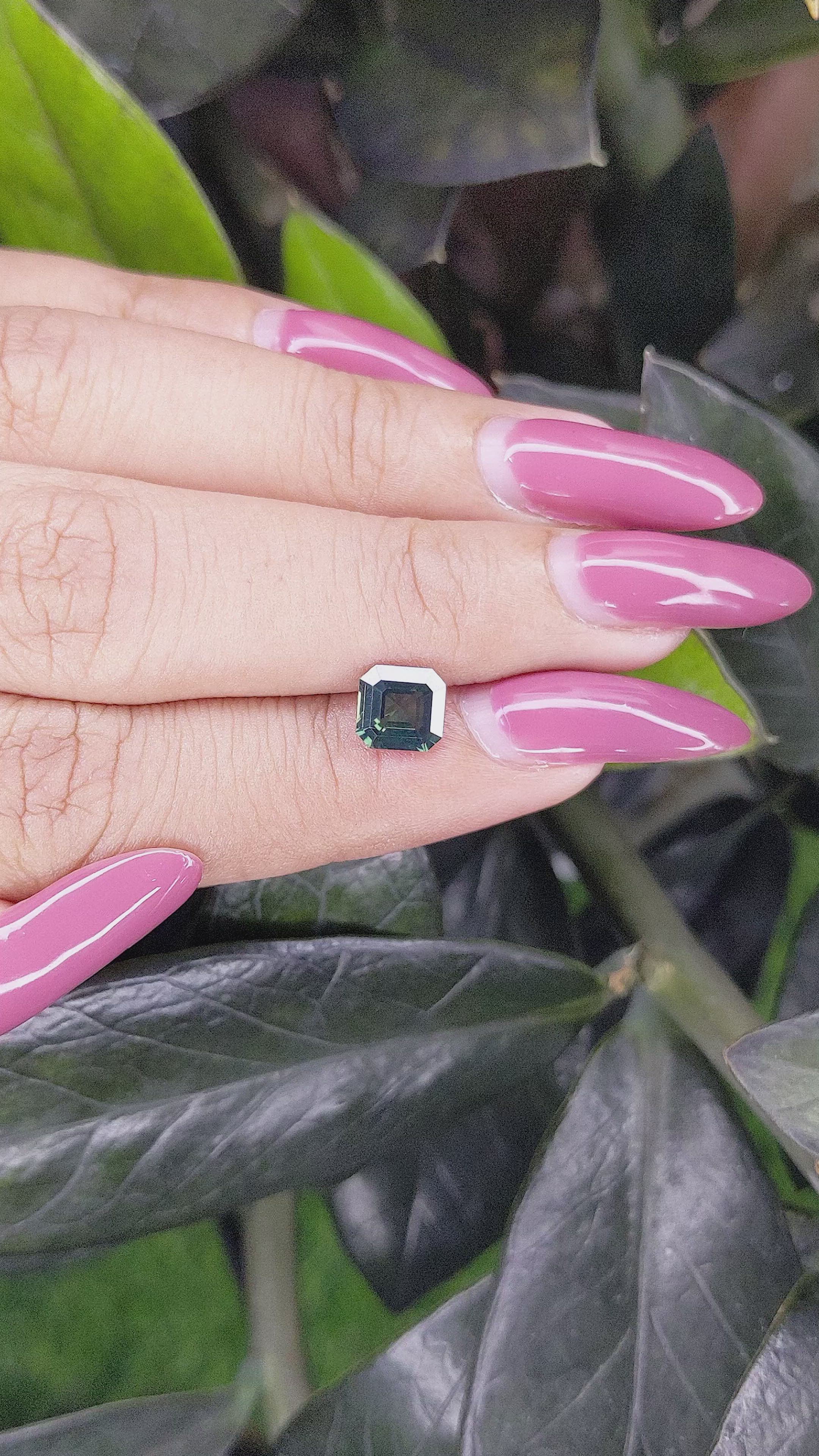 1.32 Ct. Bluish Green Sapphire from Madagascar Size Video