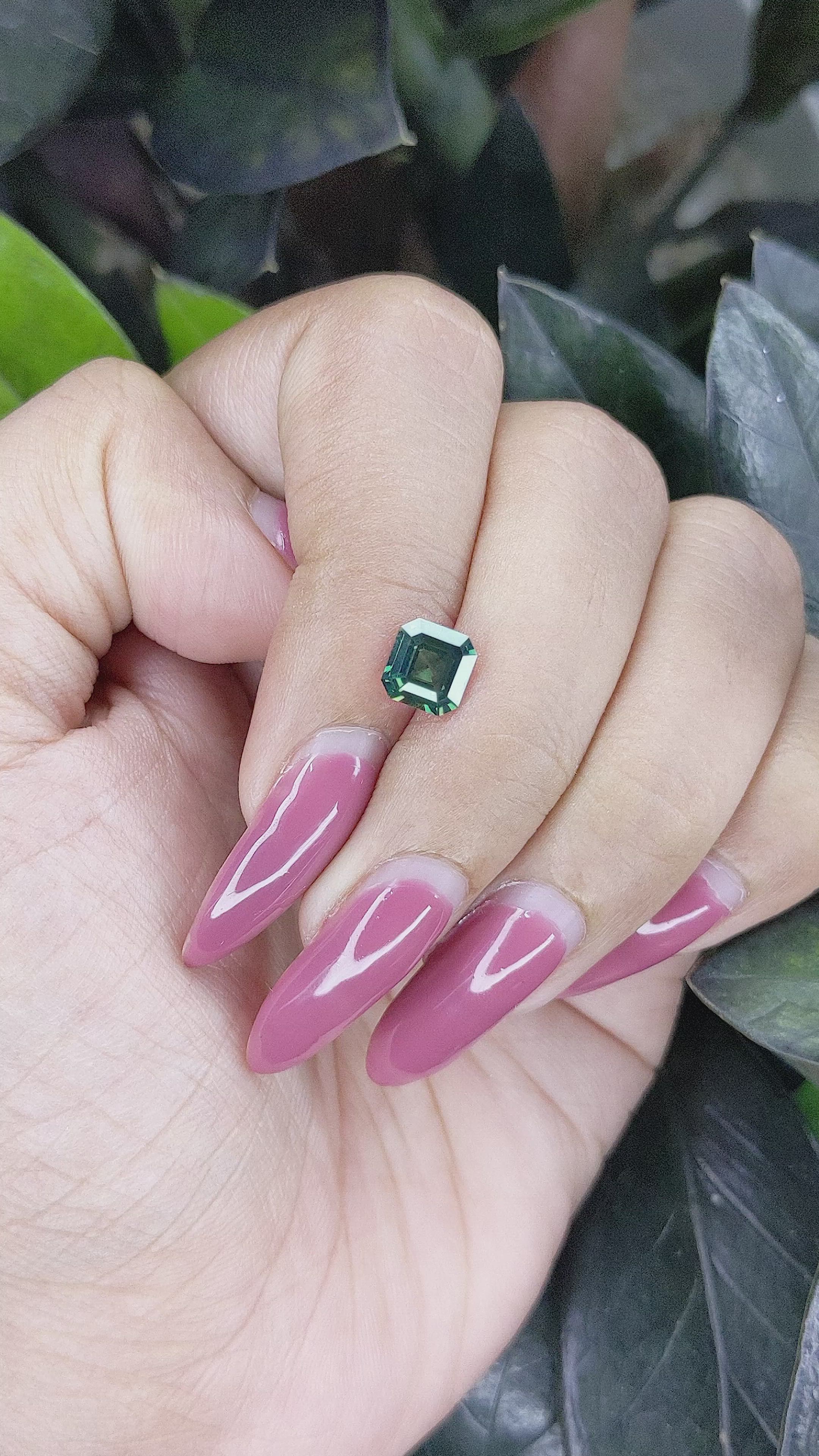 1.32 Ct. Bluish Green Sapphire from Madagascar Size Video