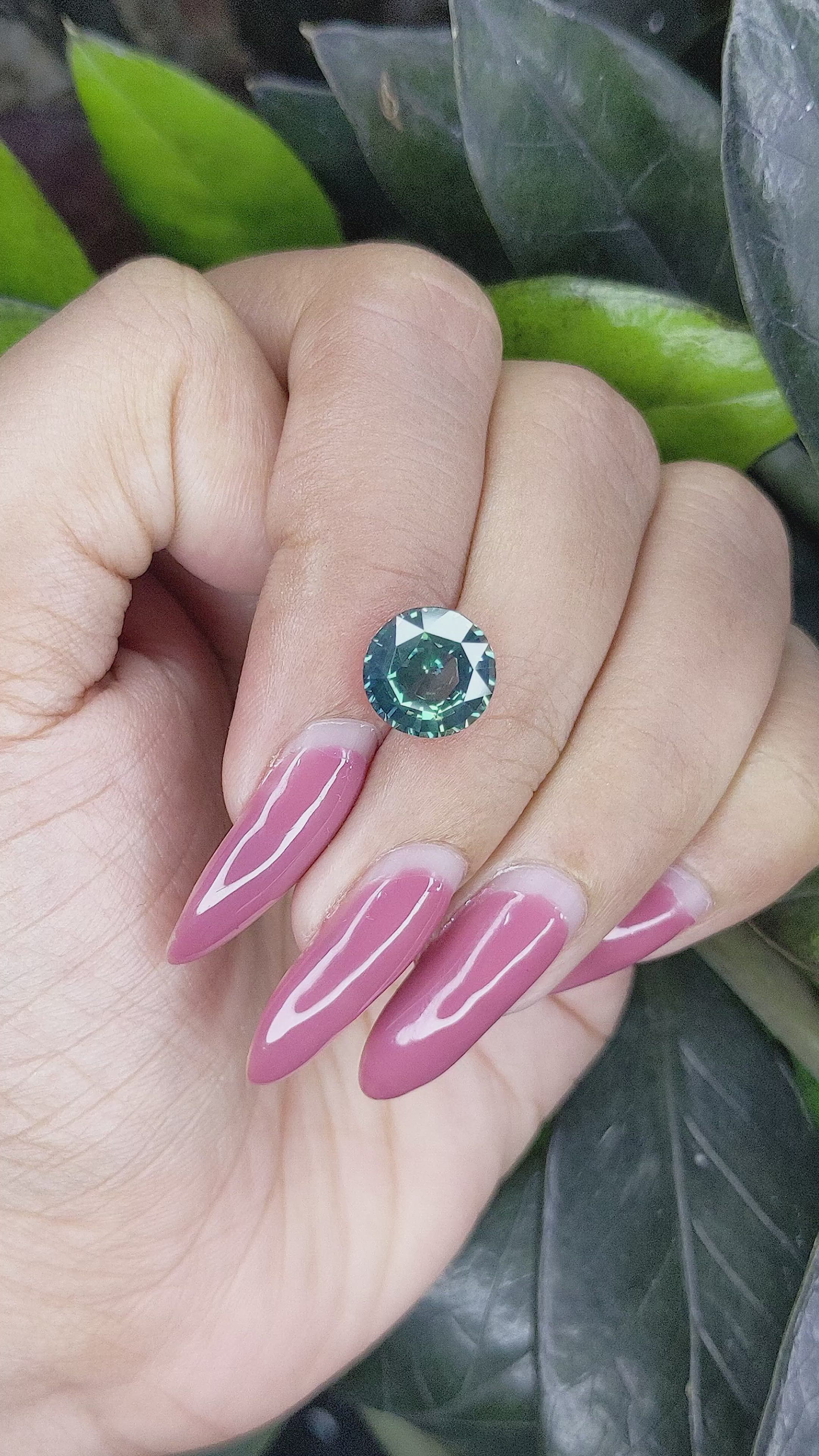 4.03 Ct. Bluish Green Sapphire from Madagascar Size Video