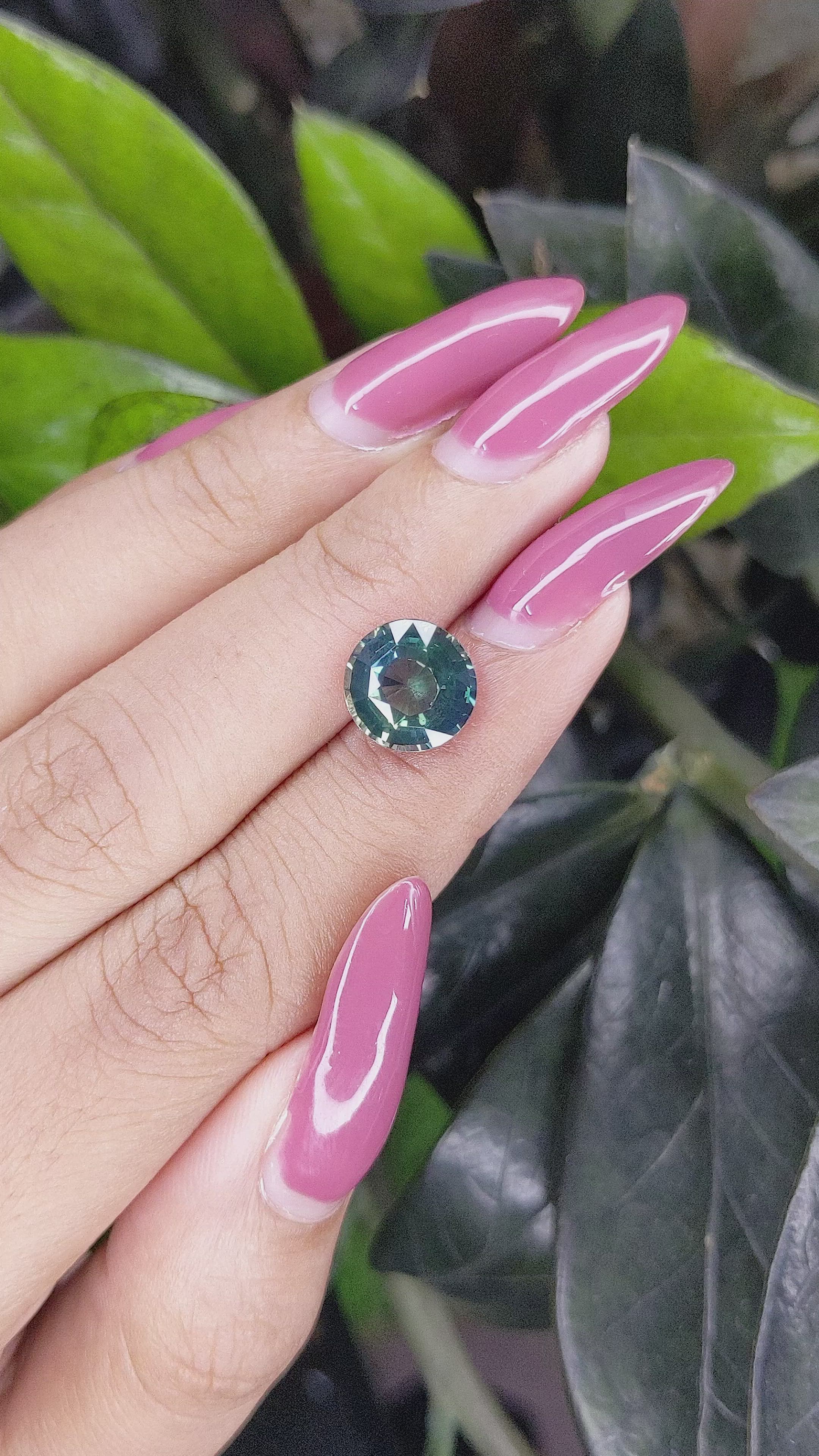 4.03 Ct. Bluish Green Sapphire from Madagascar Size Video