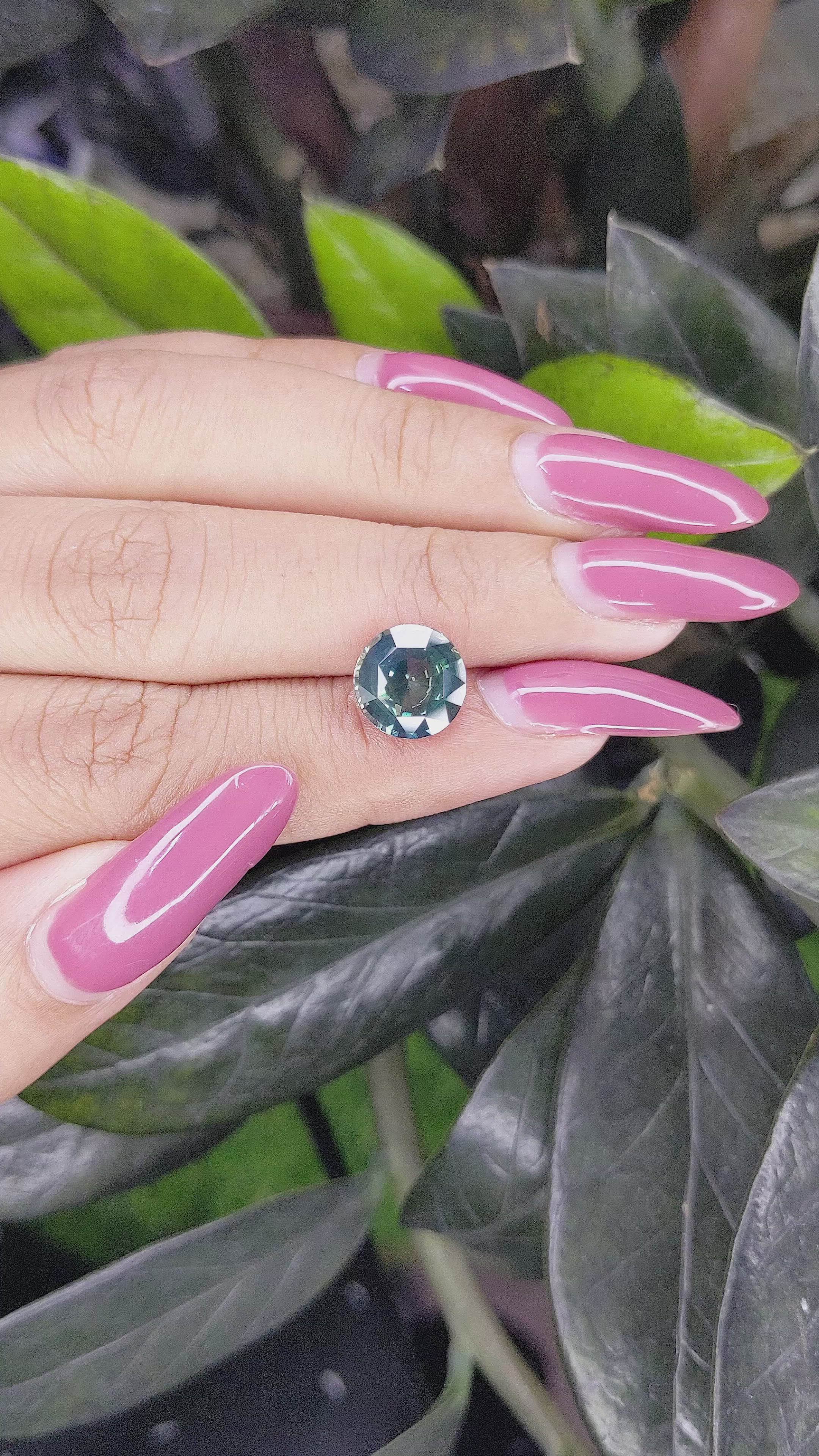 4.03 Ct. Bluish Green Sapphire from Madagascar Size Video