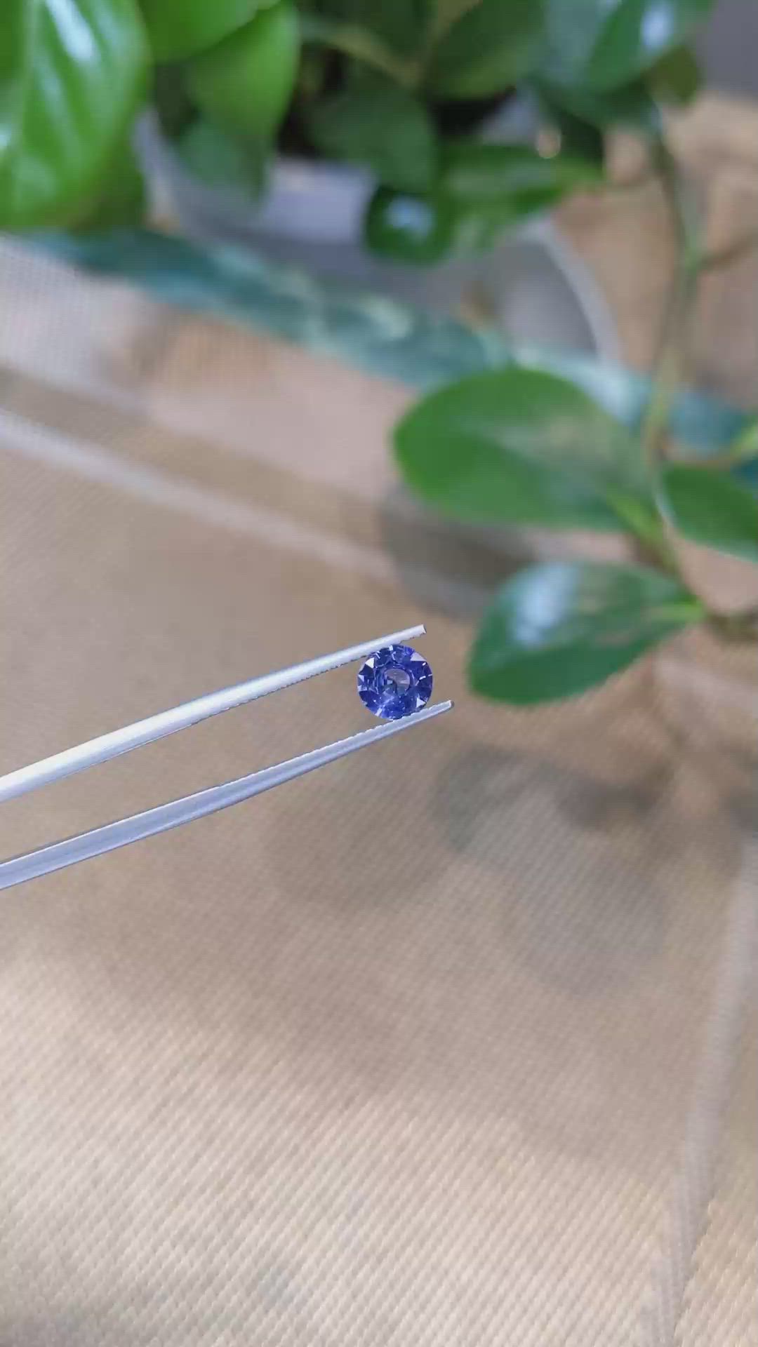 0.94 Ct. Purplish Blue Sapphire from Ceylon (Sri Lanka) Size Video