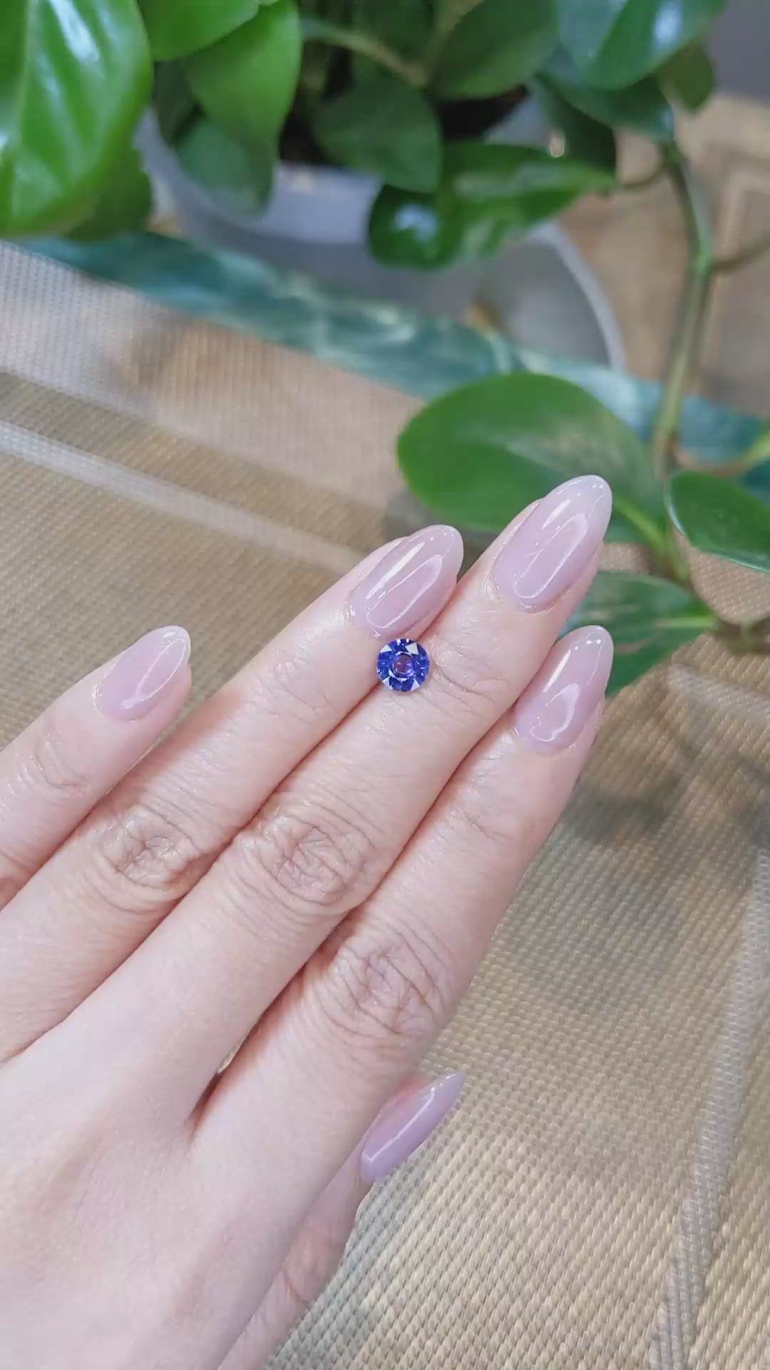 0.94 Ct. Purplish Blue Sapphire from Ceylon (Sri Lanka) Size Video