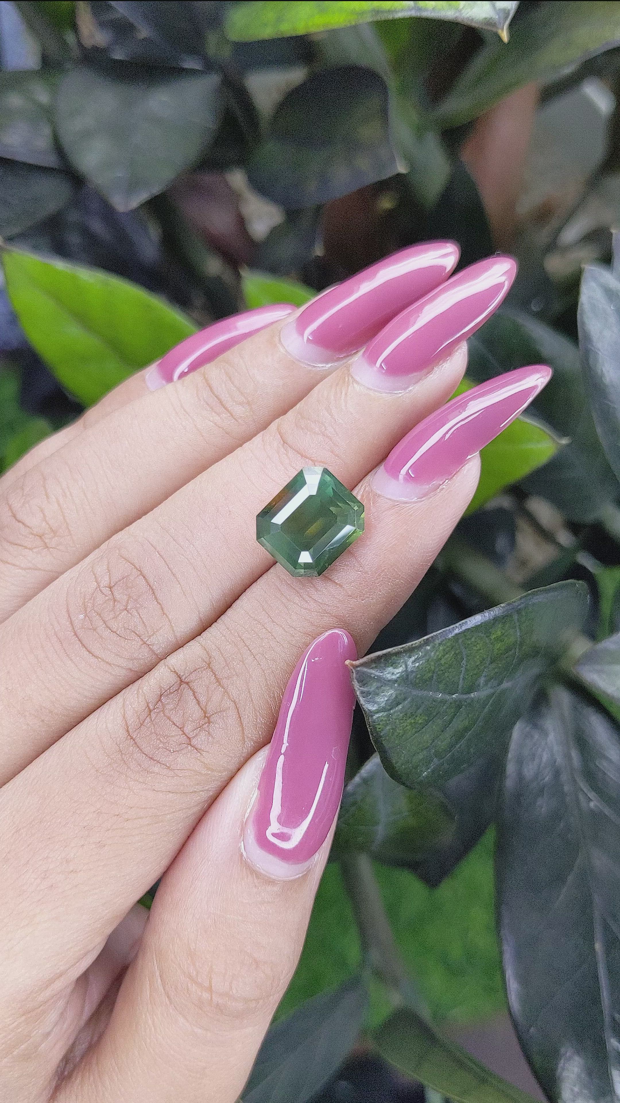 8.16 Ct. Yellowish Green Sapphire from Madagascar Size Video