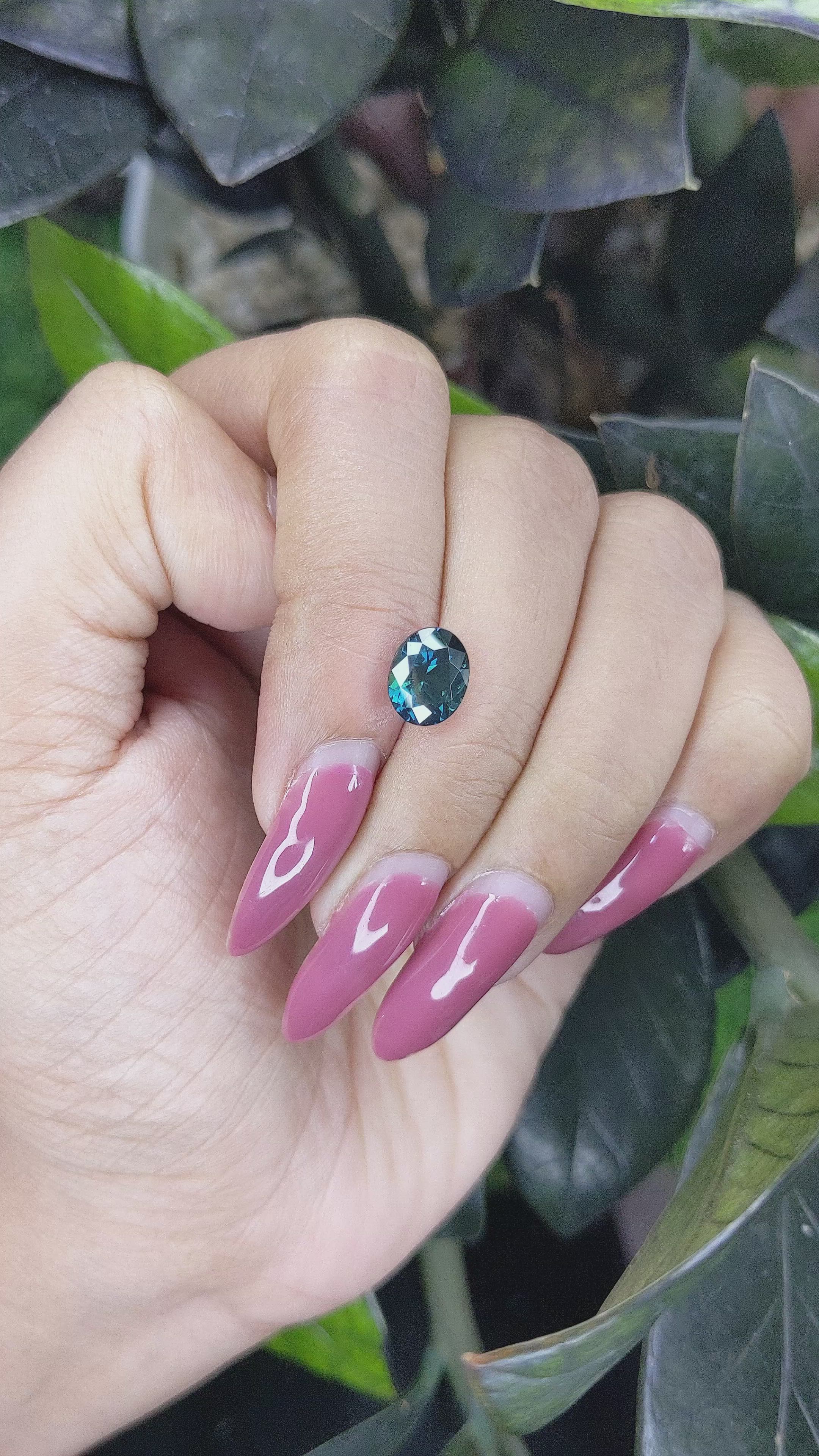 2.20 Ct. Greenish Blue Sapphire from Madagascar Size Video