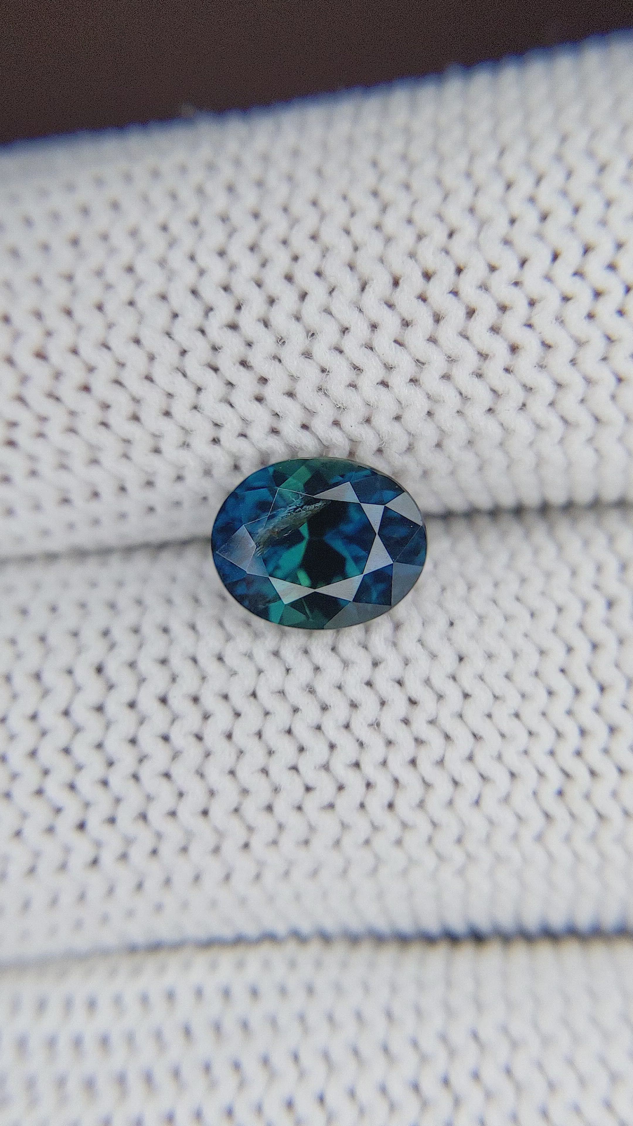 2.20 Ct. Greenish Blue Sapphire from Madagascar Size Video