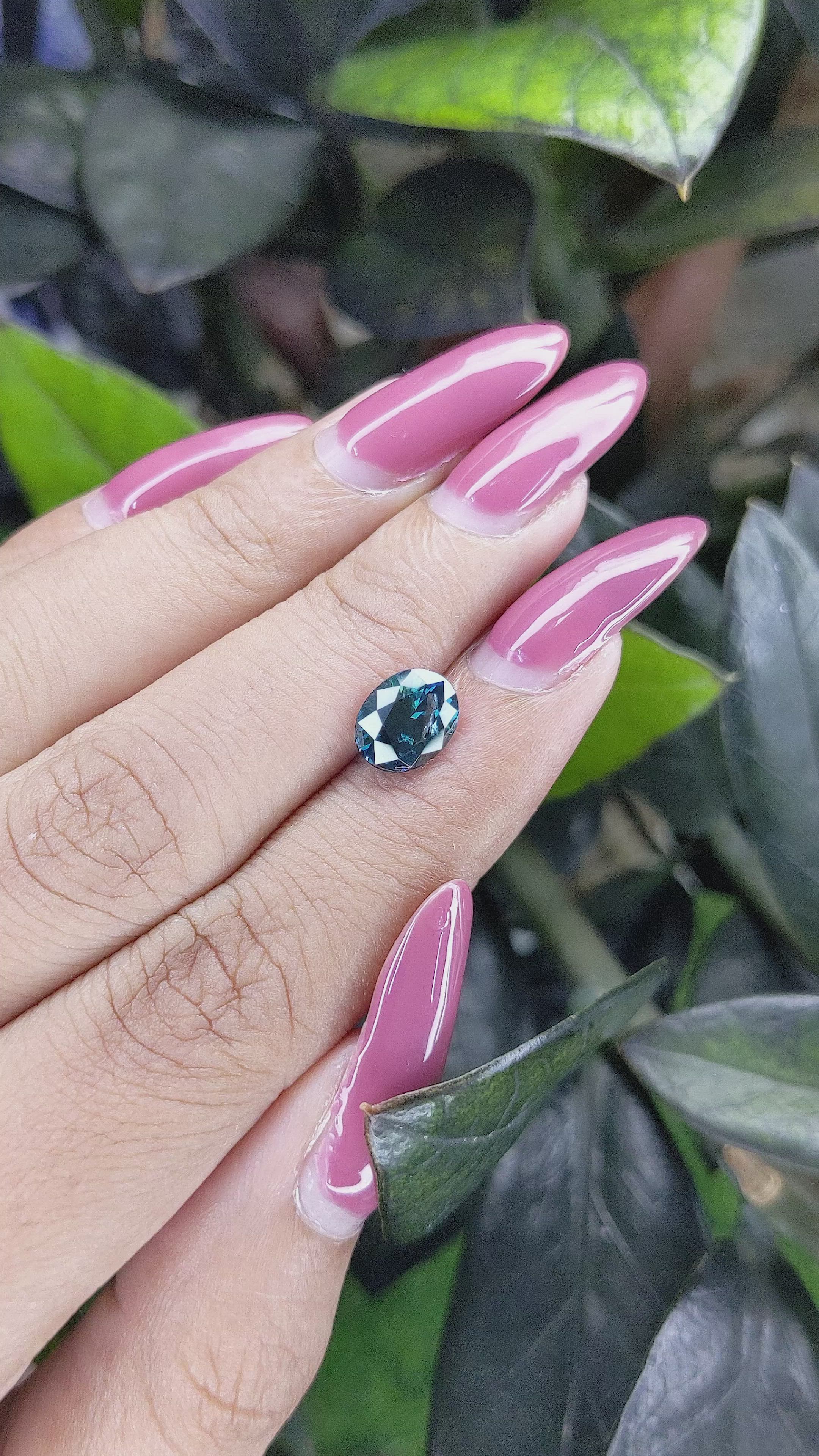 2.20 Ct. Greenish Blue Sapphire from Madagascar Size Video