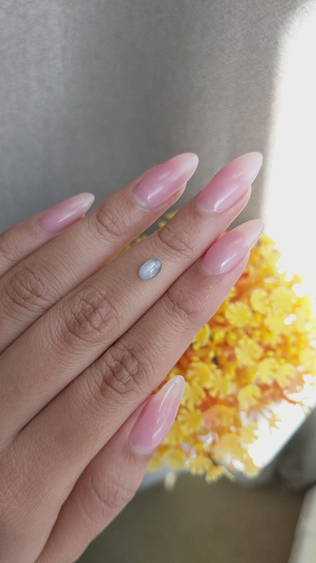 0.78 Ct. Bluish Grey Star Sapphire from Ceylon (Sri Lanka) Size Video