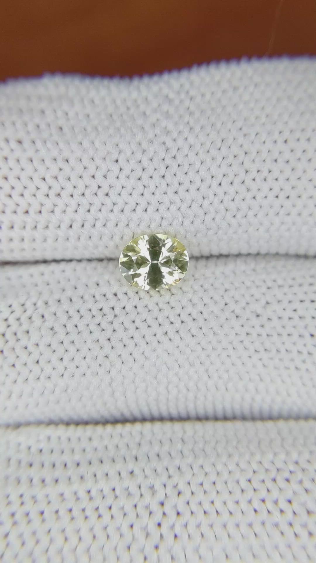 0.78 Ct. Greenish Yellow Sapphire from Ceylon (Sri Lanka) Size Video