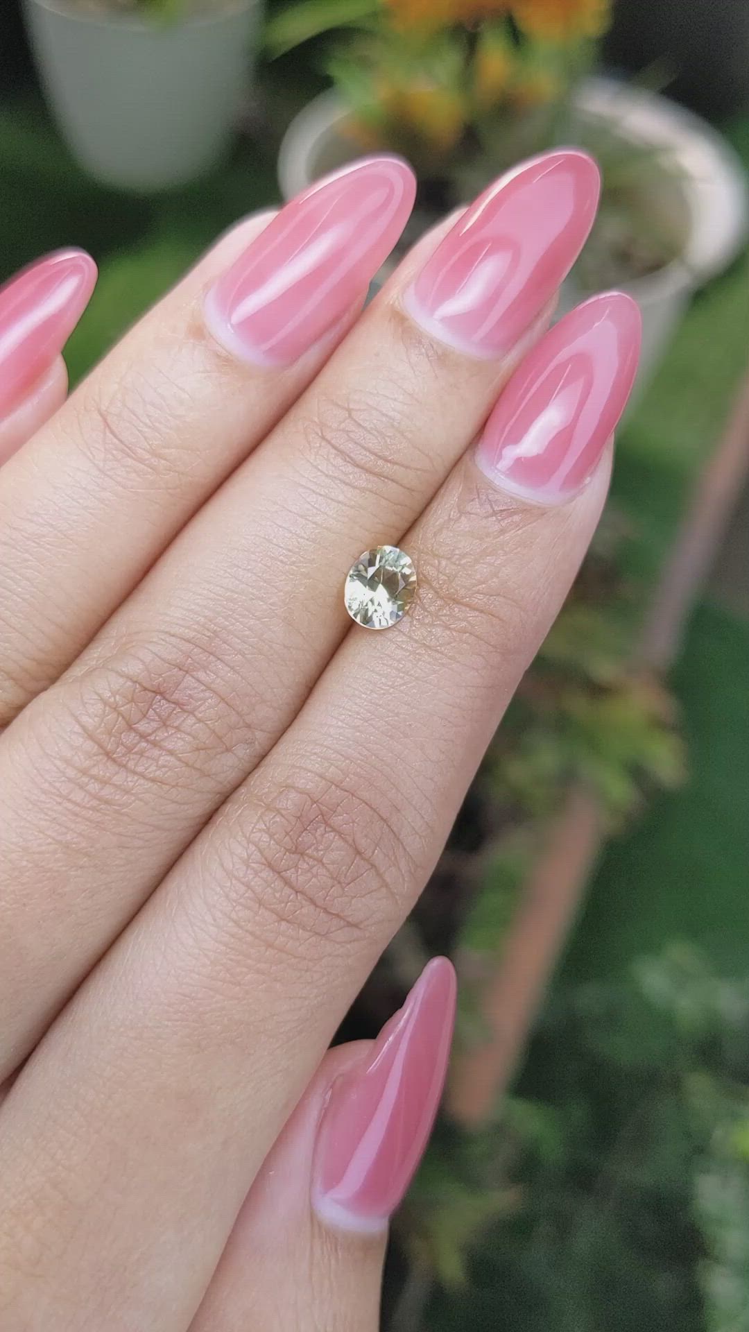 0.78 Ct. Greenish Yellow Sapphire from Ceylon (Sri Lanka) Size Video