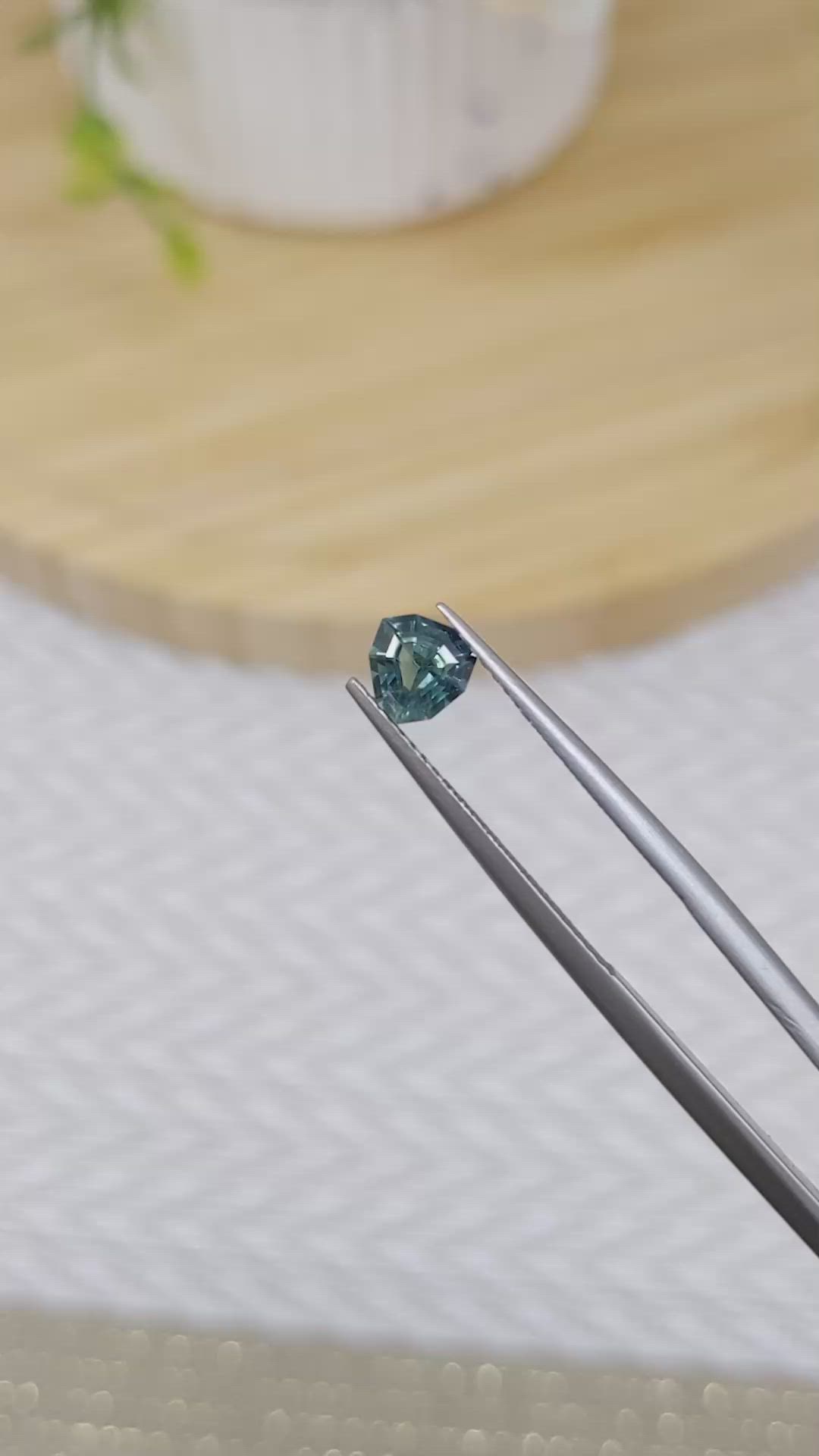 0.89 Ct. Bluish Green Sapphire from Madagascar Size Video