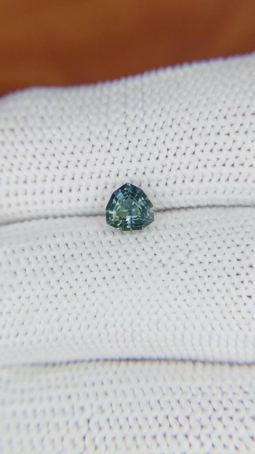 0.89 Ct. Bluish Green Sapphire from Madagascar Size Video