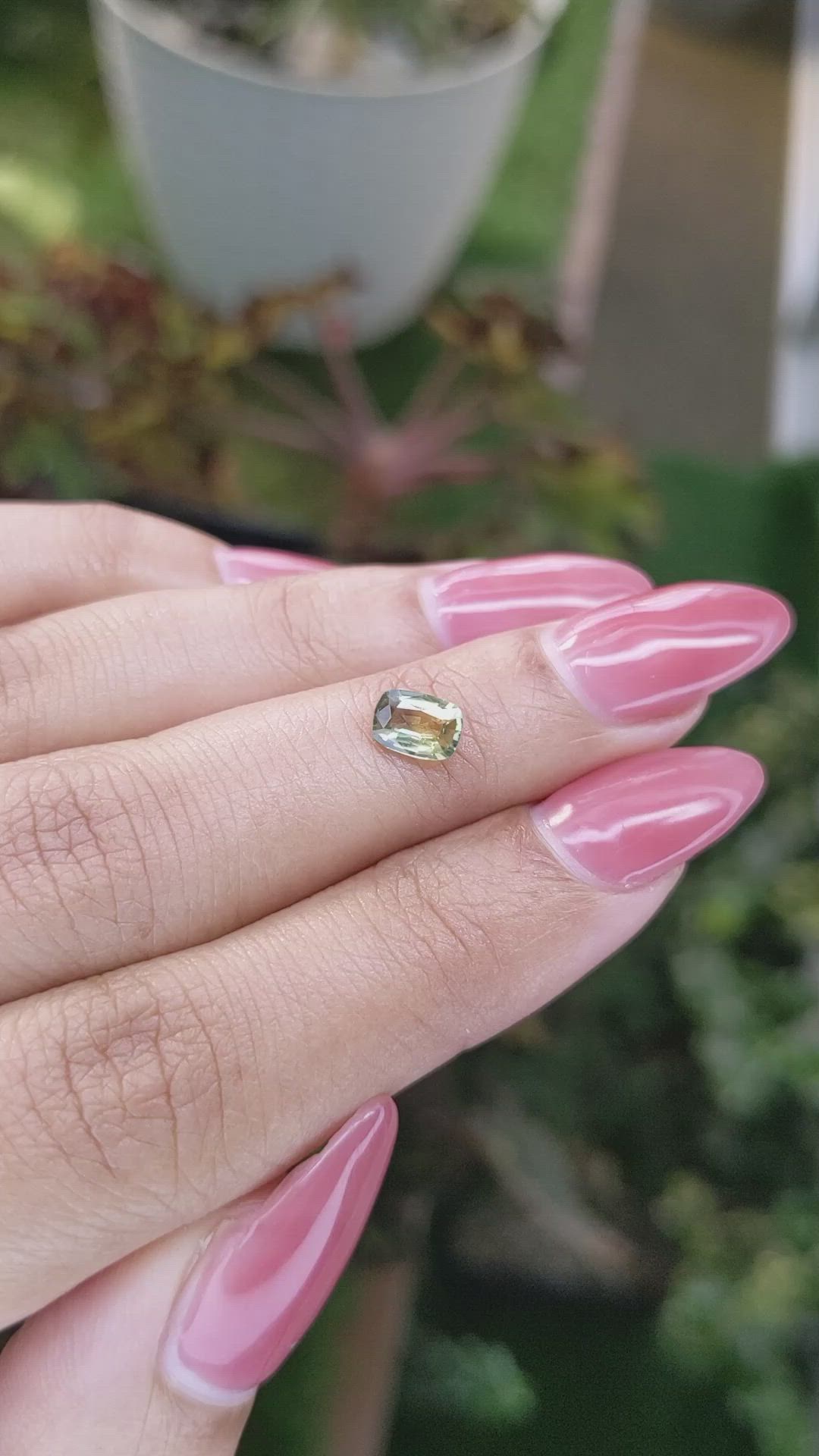 0.66 Ct. Yellowish Green Sapphire from Madagascar Size Video