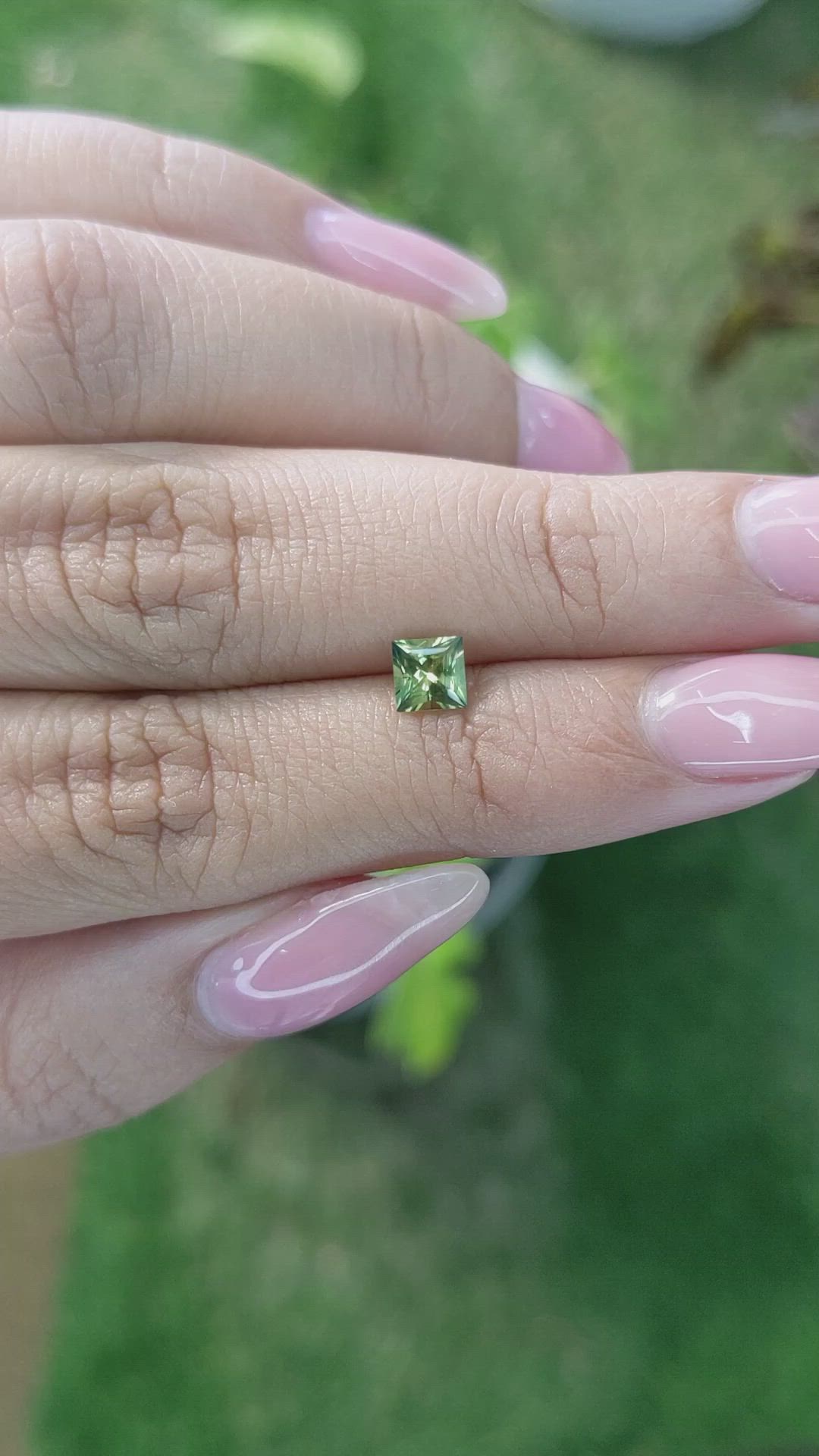 0.56 Ct. Yellowish Green Sapphire from Madagascar Size Video