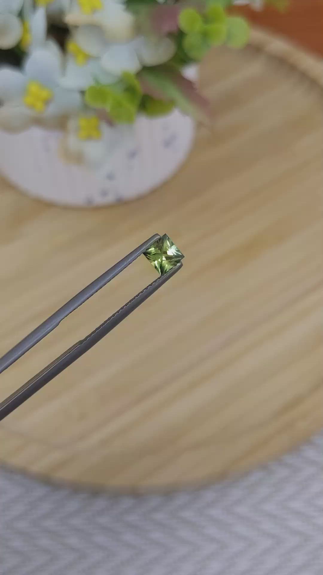 0.56 Ct. Yellowish Green Sapphire from Madagascar Size Video