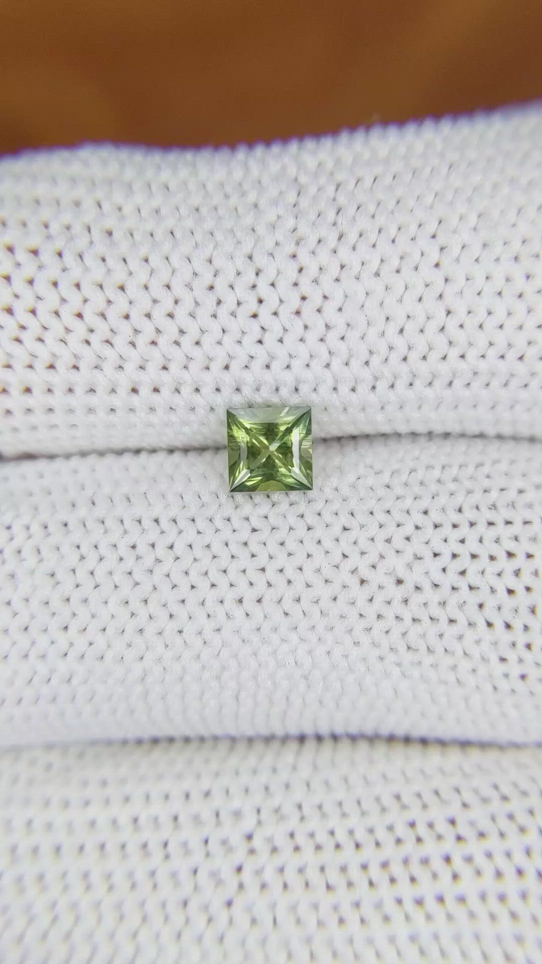 0.56 Ct. Yellowish Green Sapphire from Madagascar Size Video