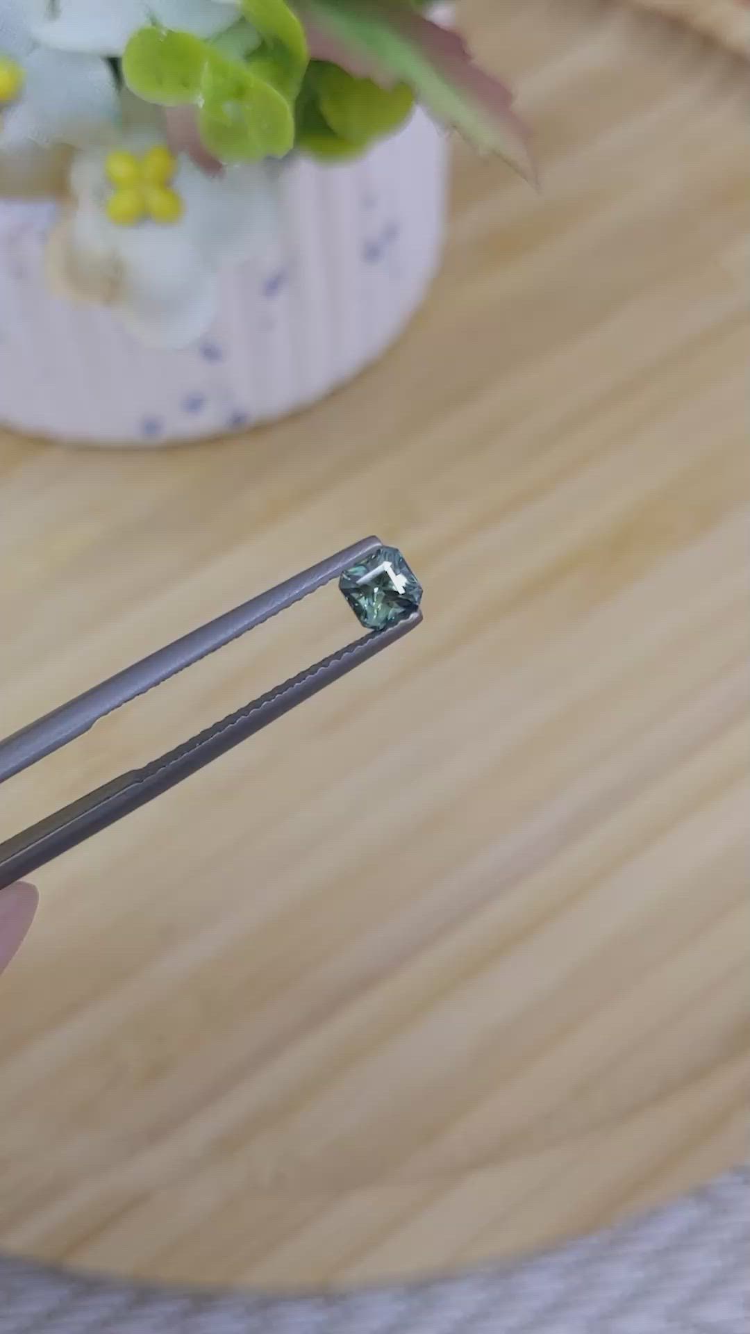 0.68 Ct. Bluish Green Sapphire from Madagascar Size Video