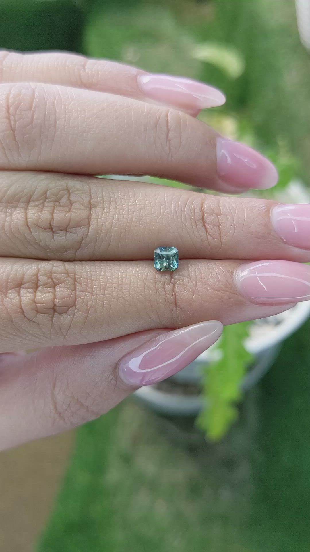 0.68 Ct. Bluish Green Sapphire from Madagascar Size Video