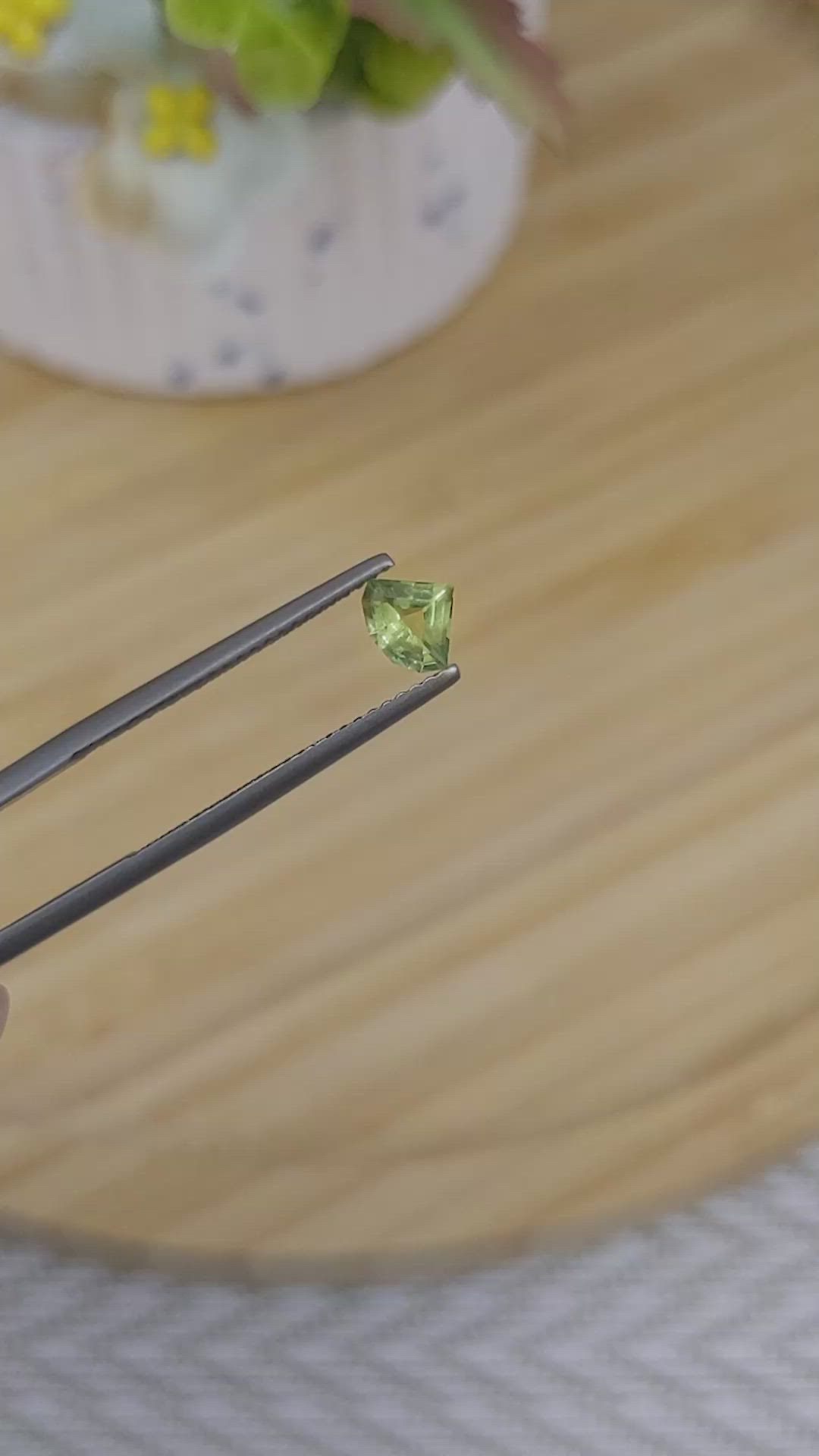 0.57 Ct. Yellowish Green Sapphire from Madagascar Size Video