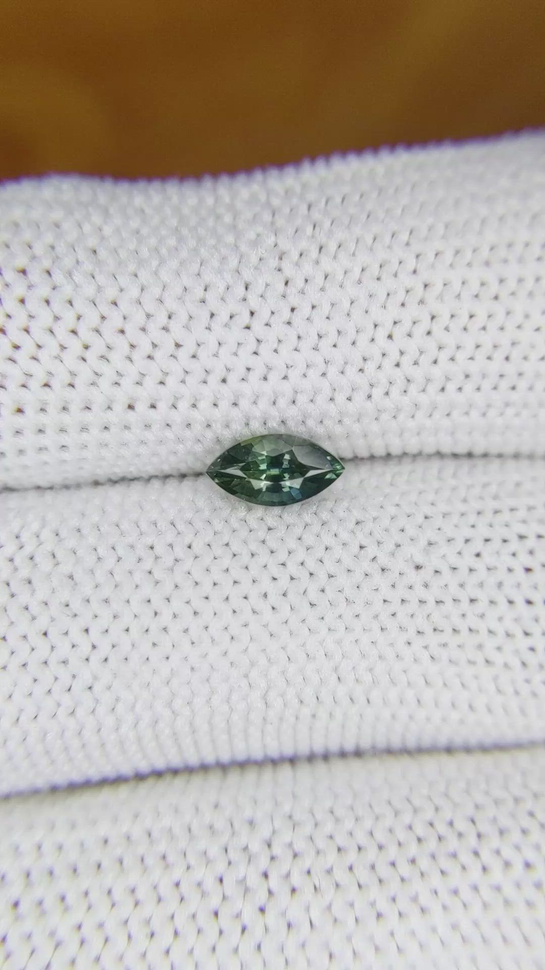 0.79 Ct. Bluish Green Sapphire from Madagascar Size Video