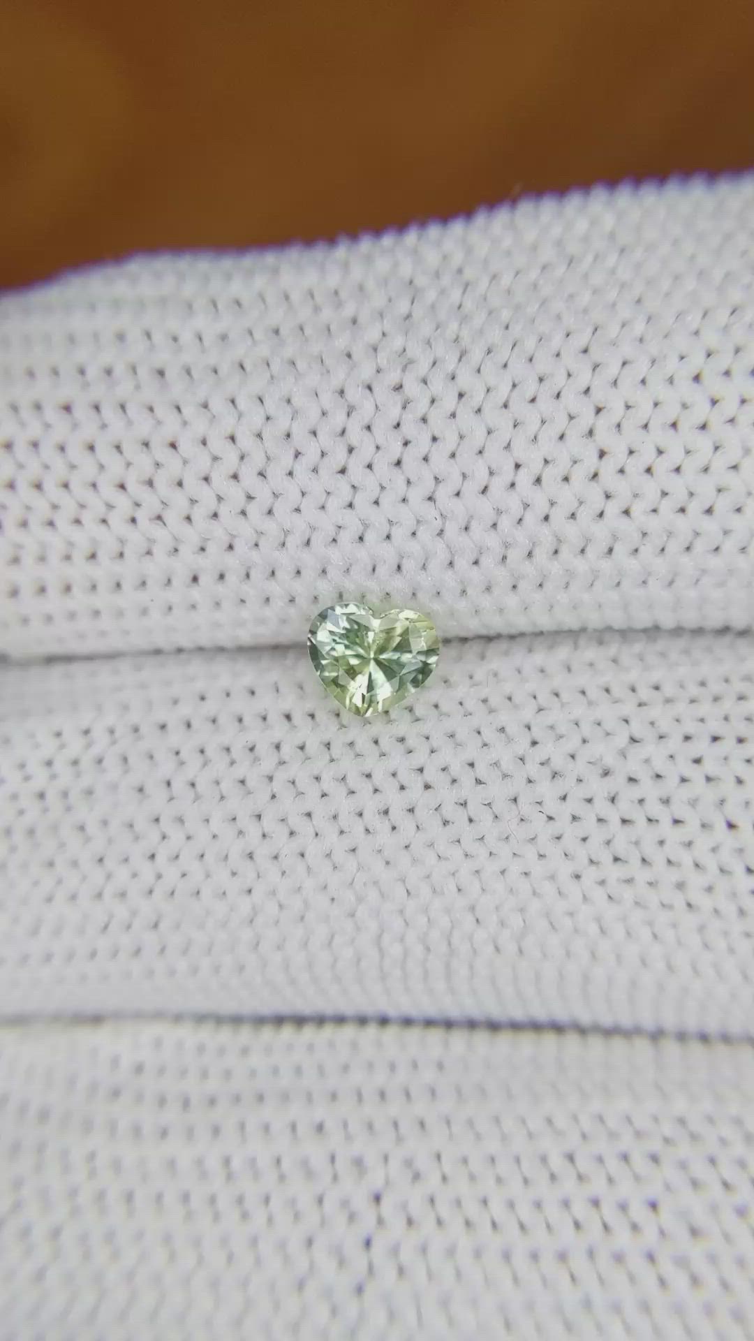 0.56 Ct. Yellowish Green Sapphire from Madagascar Size Video