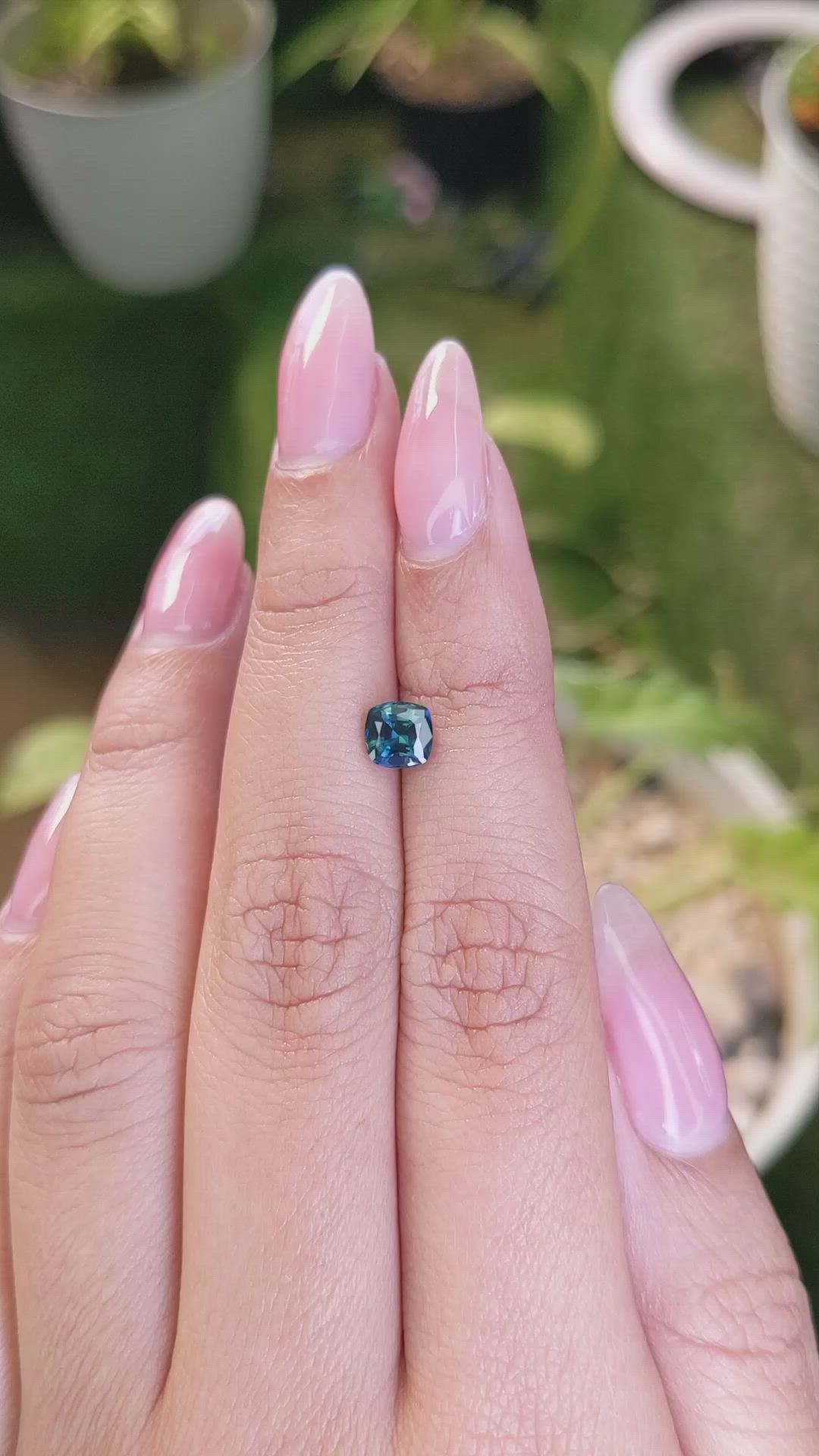 1.01 Ct. Greenish Blue Sapphire from Madagascar Size Video