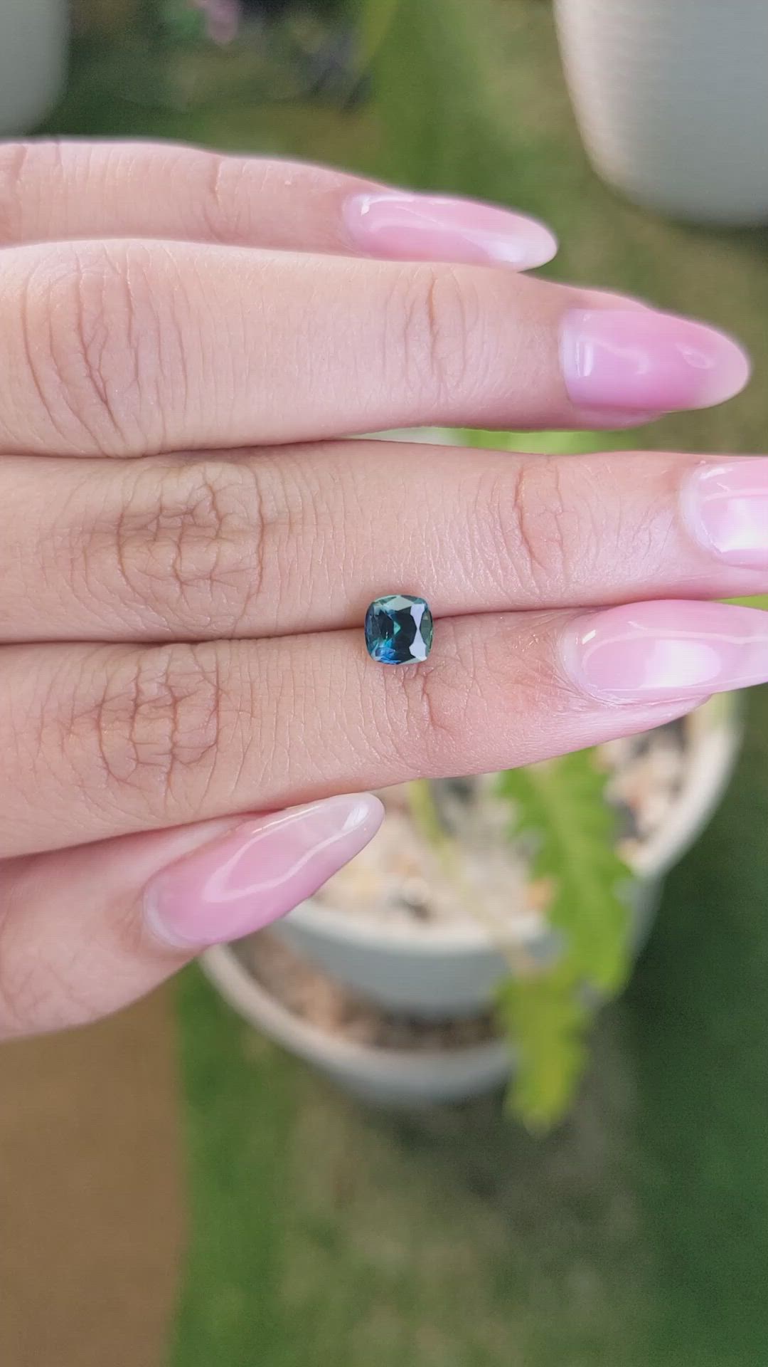 1.01 Ct. Greenish Blue Sapphire from Madagascar Size Video