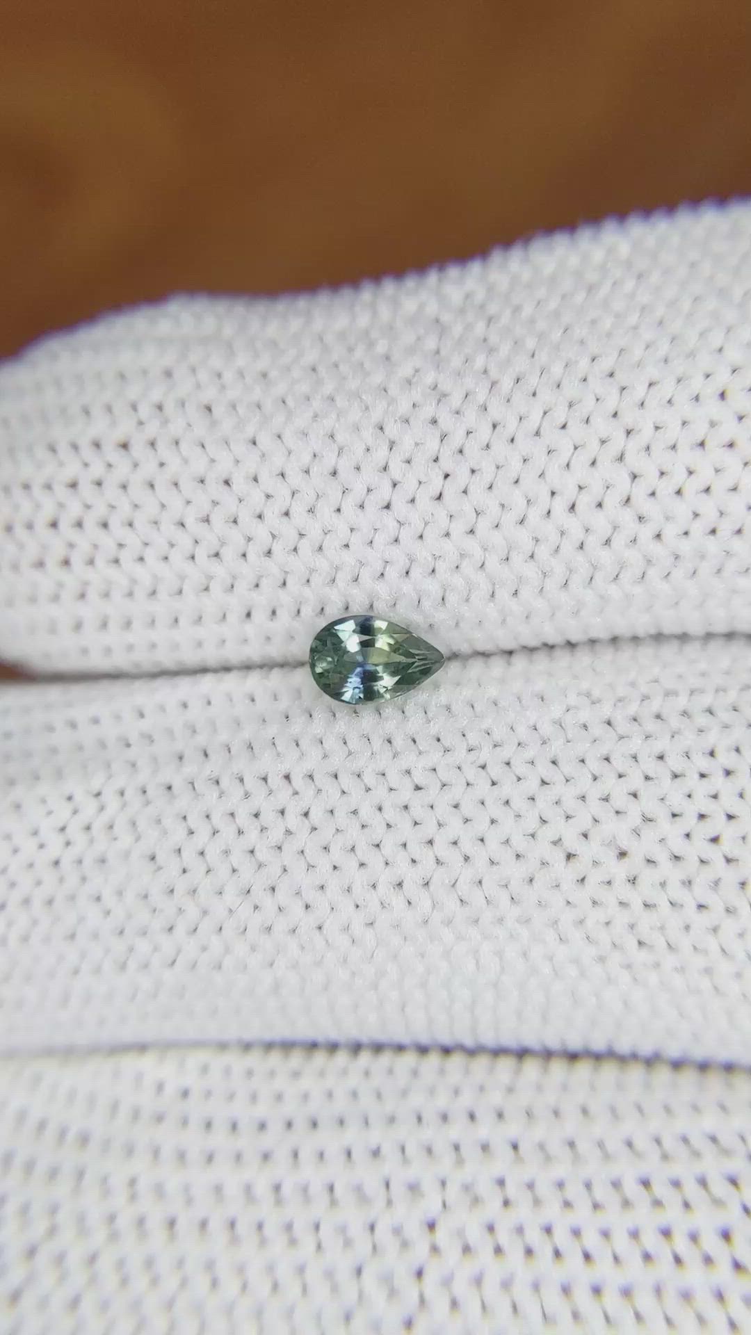 0.42 Ct. Bluish Green Sapphire from Madagascar Size Video