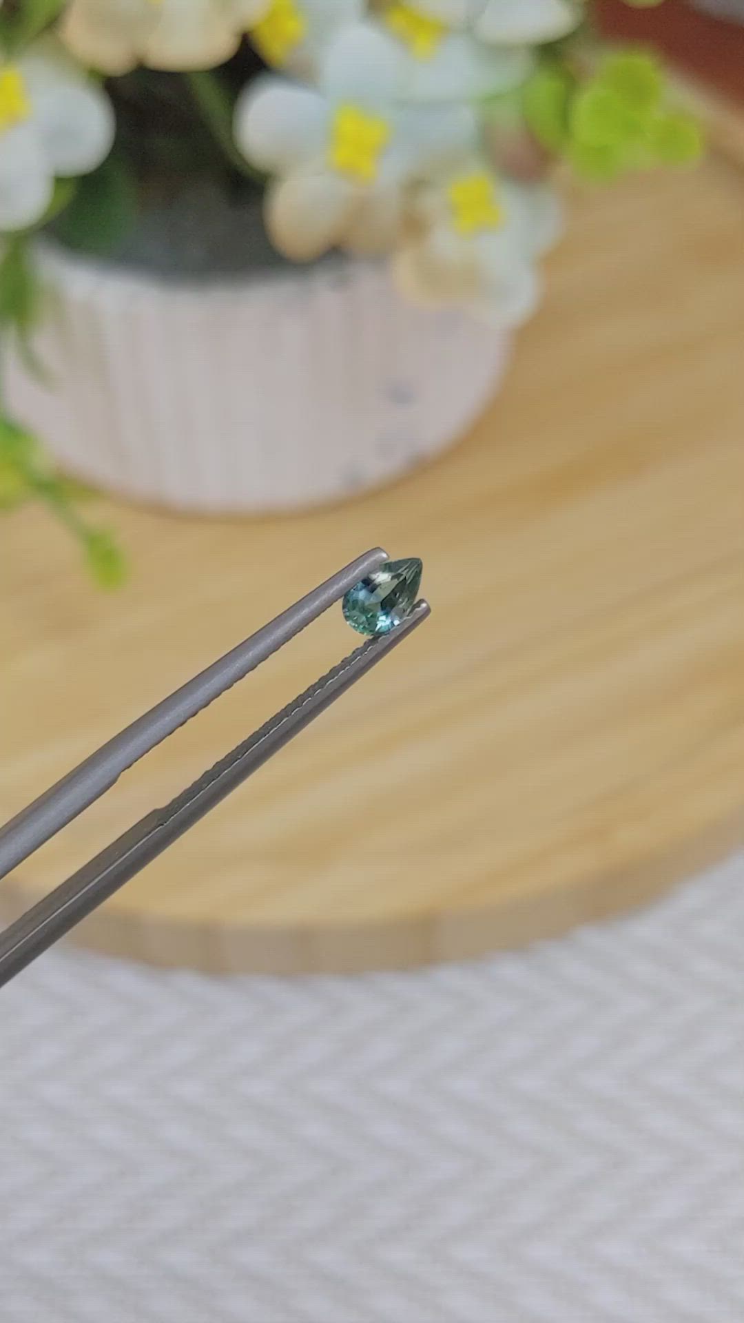 0.42 Ct. Bluish Green Sapphire from Madagascar Size Video