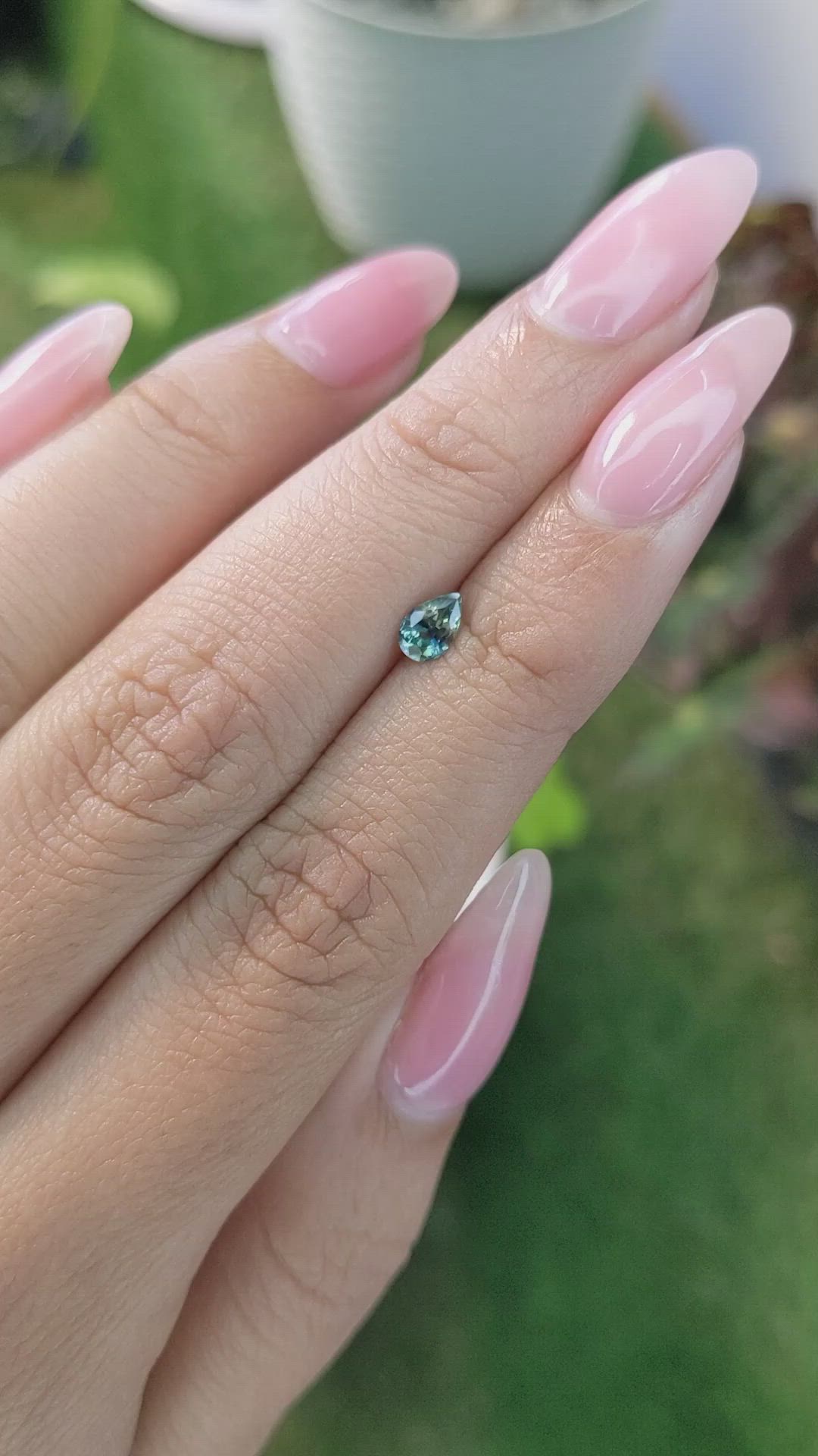 0.42 Ct. Bluish Green Sapphire from Madagascar Size Video