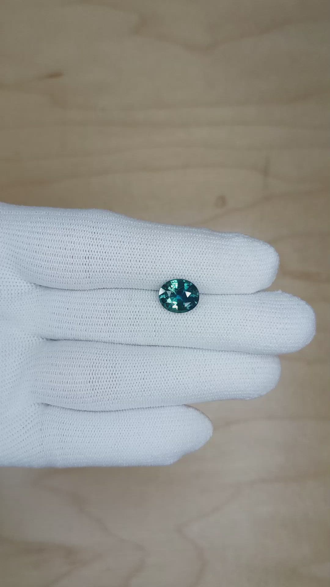 3.56 Ct. Greenish Blue Sapphire from Tanzania Size Video
