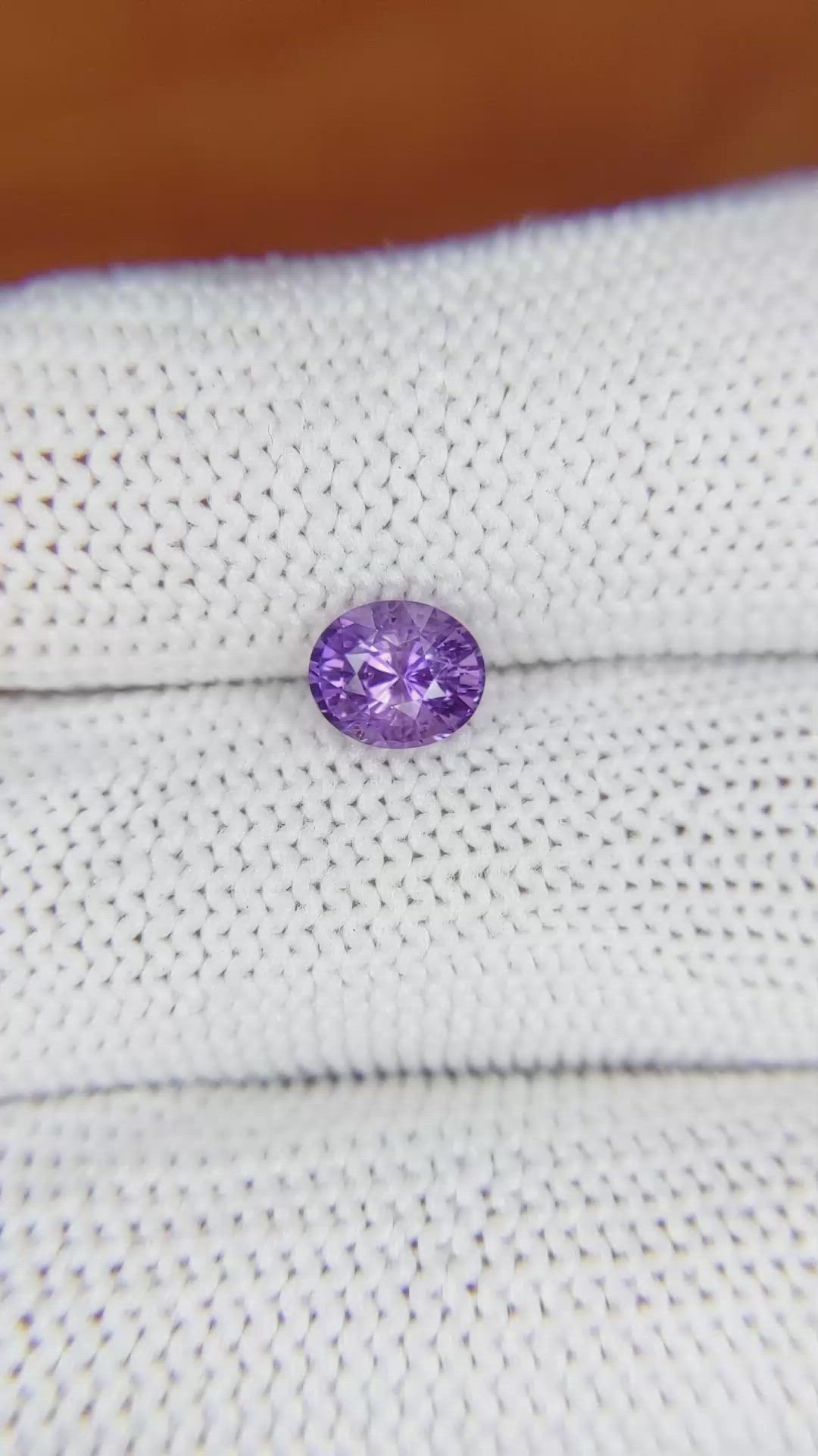 1.26 Ct. Pinkish Purple Sapphire from Ceylon (Sri Lanka) Size Video