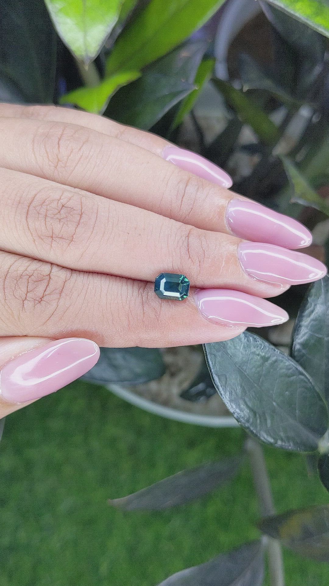 1.51 Ct. Bluish Green Sapphire from Madagascar Size Video