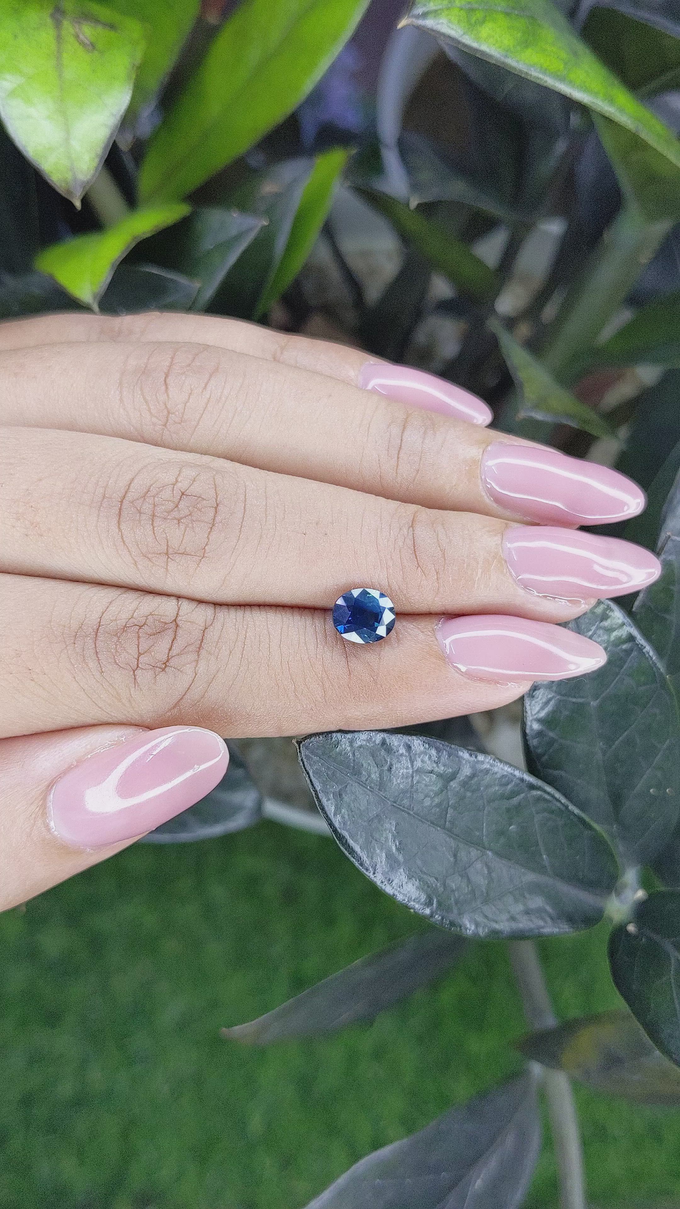 1.55 Ct. Greenish Blue Sapphire from Madagascar Size Video