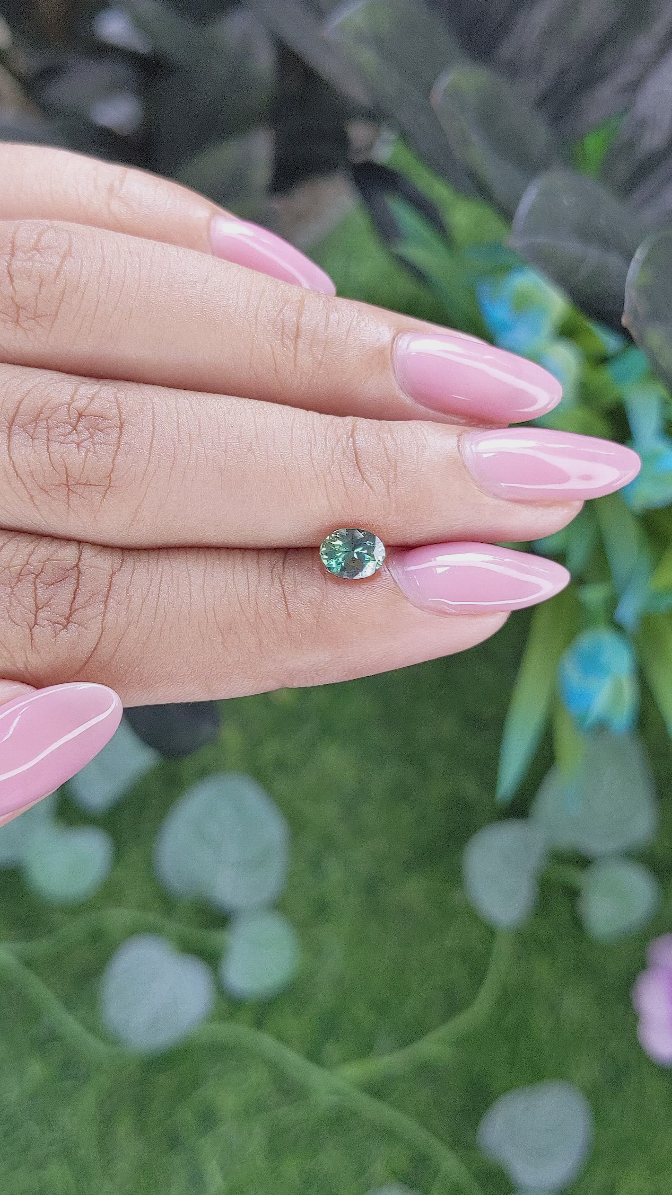 0.85 Ct. Bluish Green Sapphire from Madagascar Size Video
