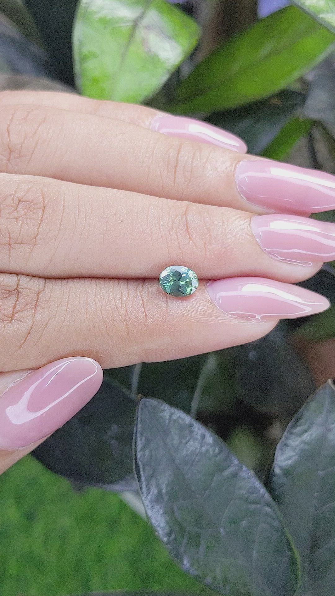 0.85 Ct. Bluish Green Sapphire from Madagascar Size Video