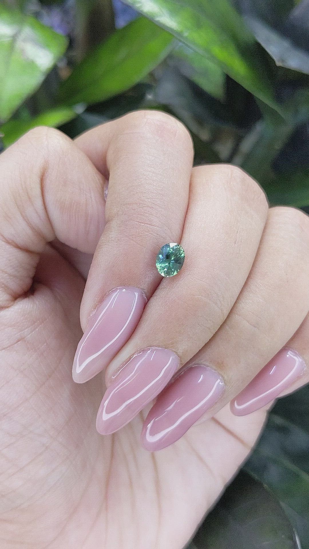 0.85 Ct. Bluish Green Sapphire from Madagascar Size Video