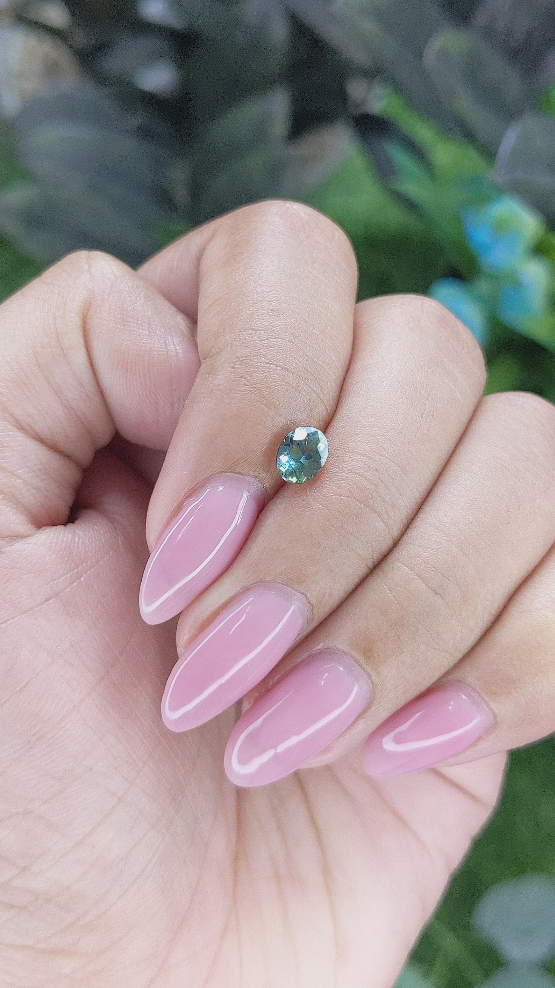 0.85 Ct. Bluish Green Sapphire from Madagascar Size Video