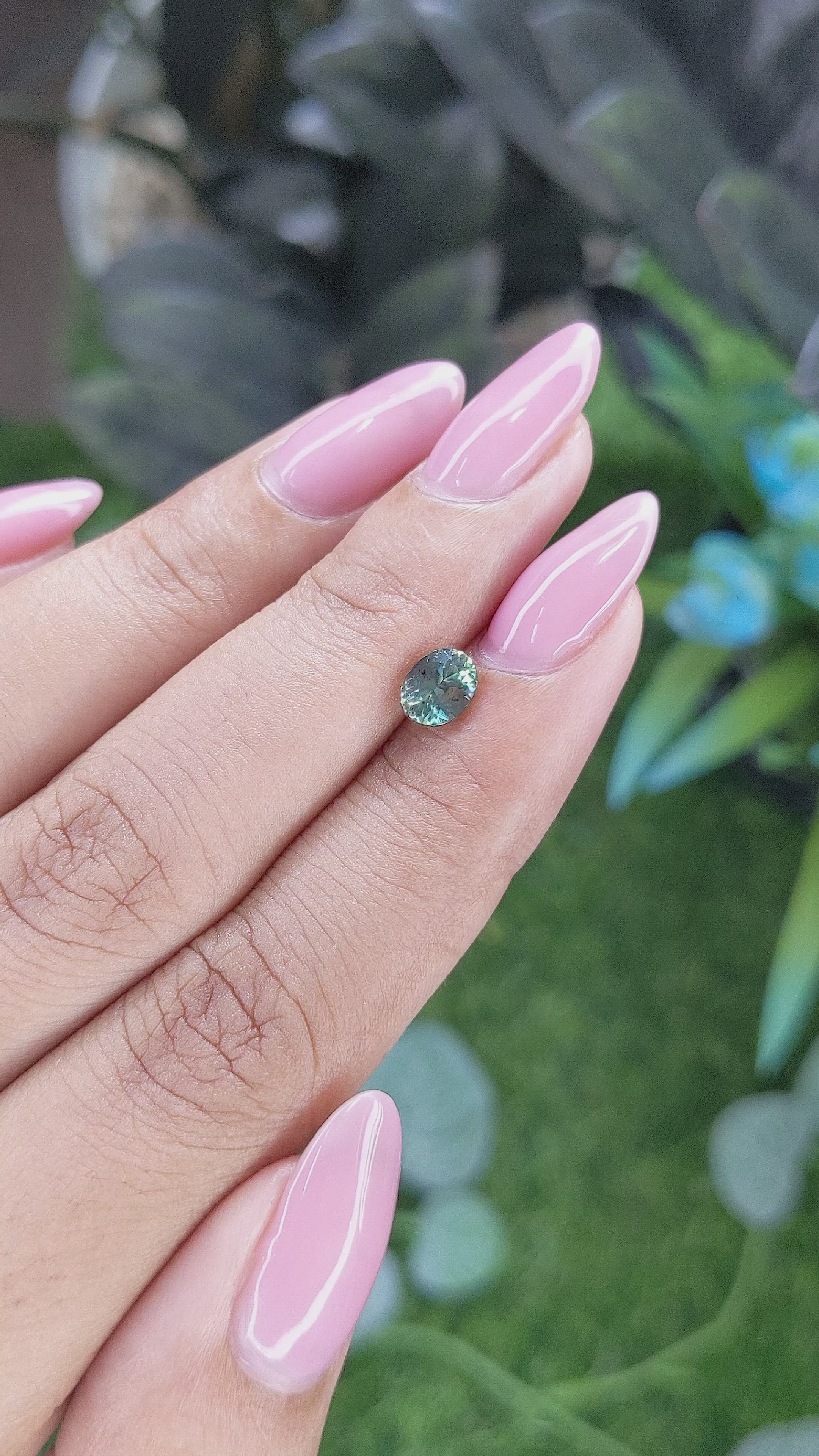 0.85 Ct. Bluish Green Sapphire from Madagascar Size Video