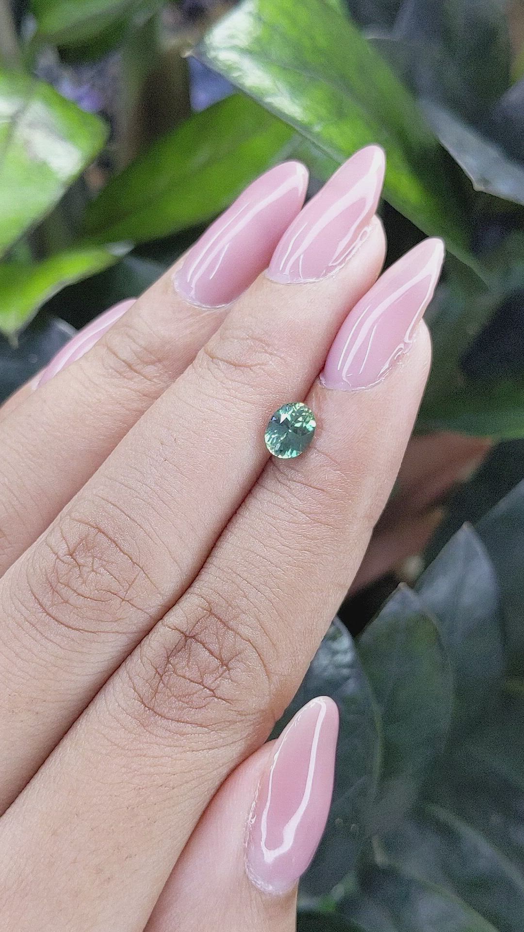 0.85 Ct. Bluish Green Sapphire from Madagascar Size Video