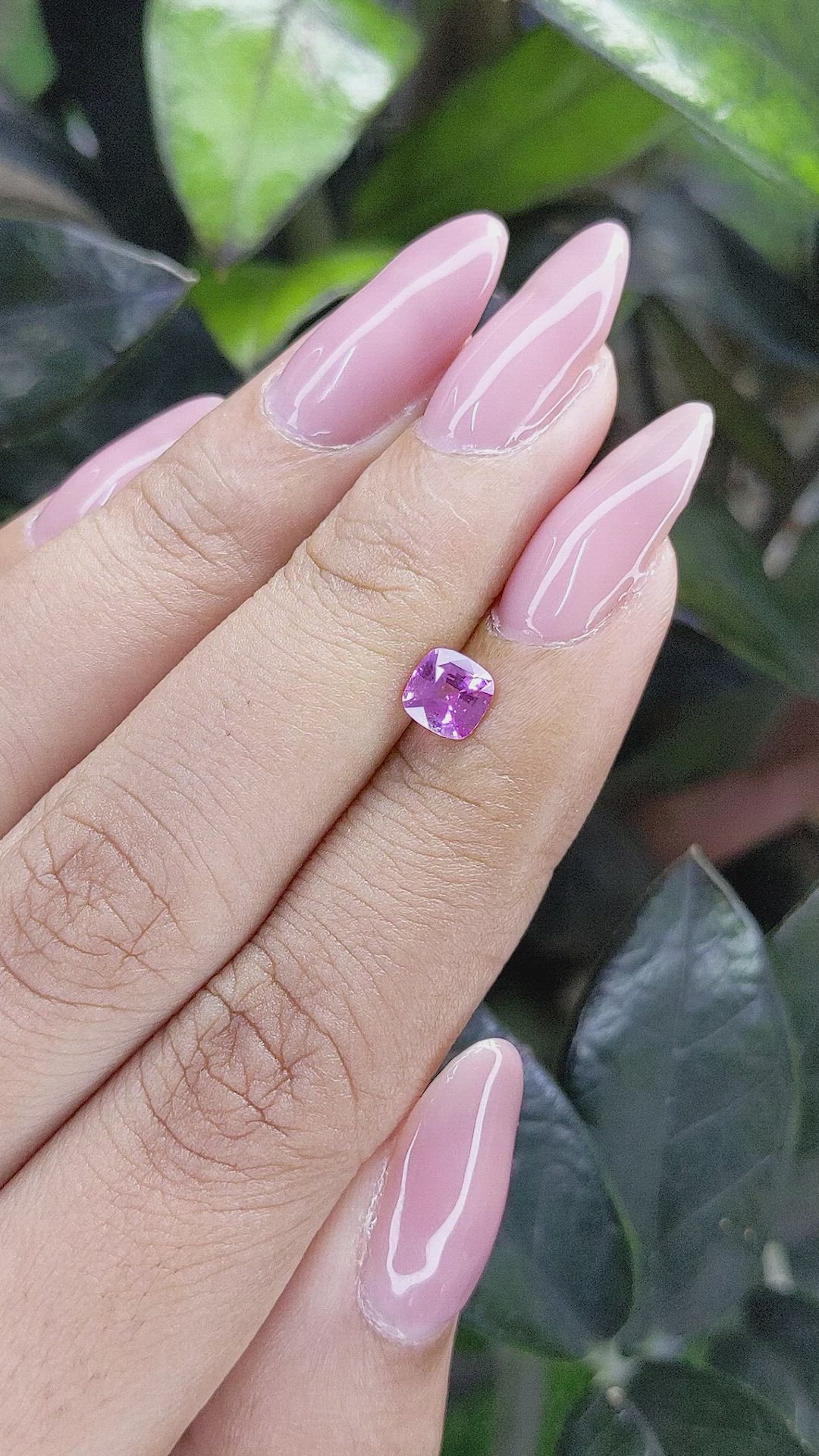 0.63 Ct. Purplish Pink Sapphire from Ceylon (Sri Lanka) Size Video